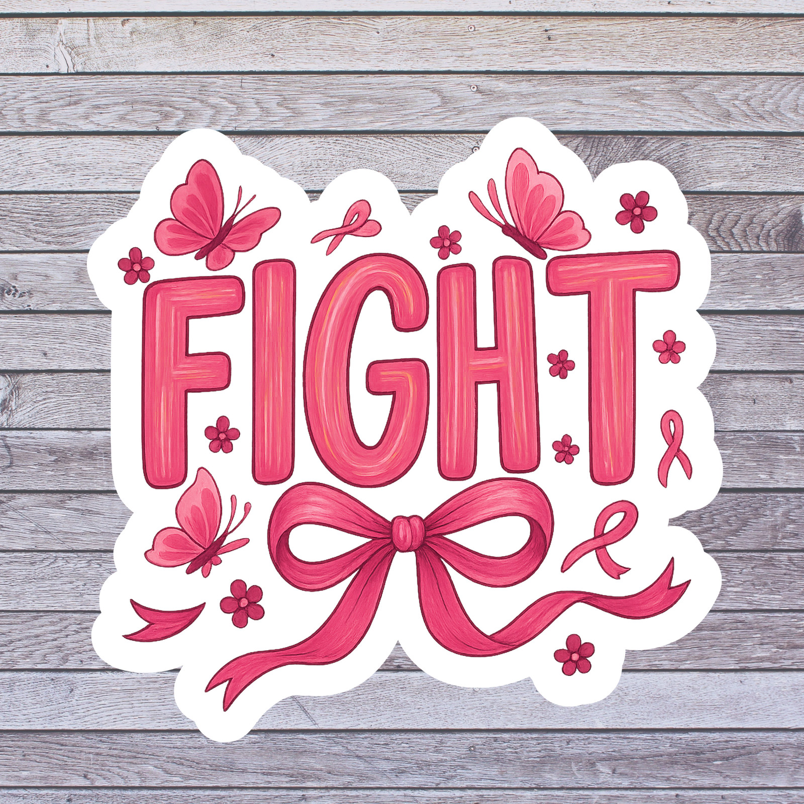 Cancer sticker vinyl decal awareness support breast cancer fight ribbon boho