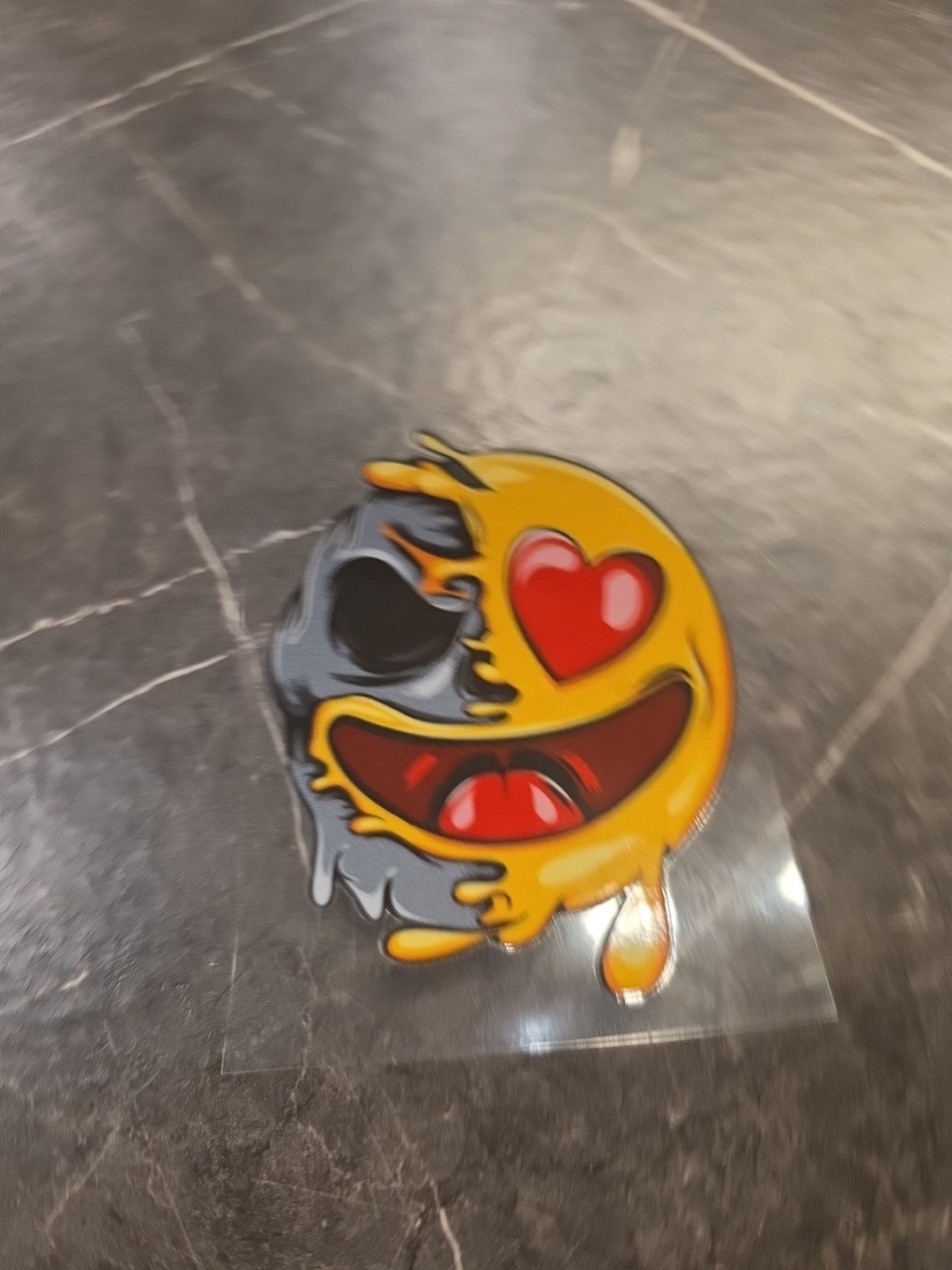 In Love Smiley Face Zombie Split Emoji UVDTF Raised Decal Sticker Waterproof USA