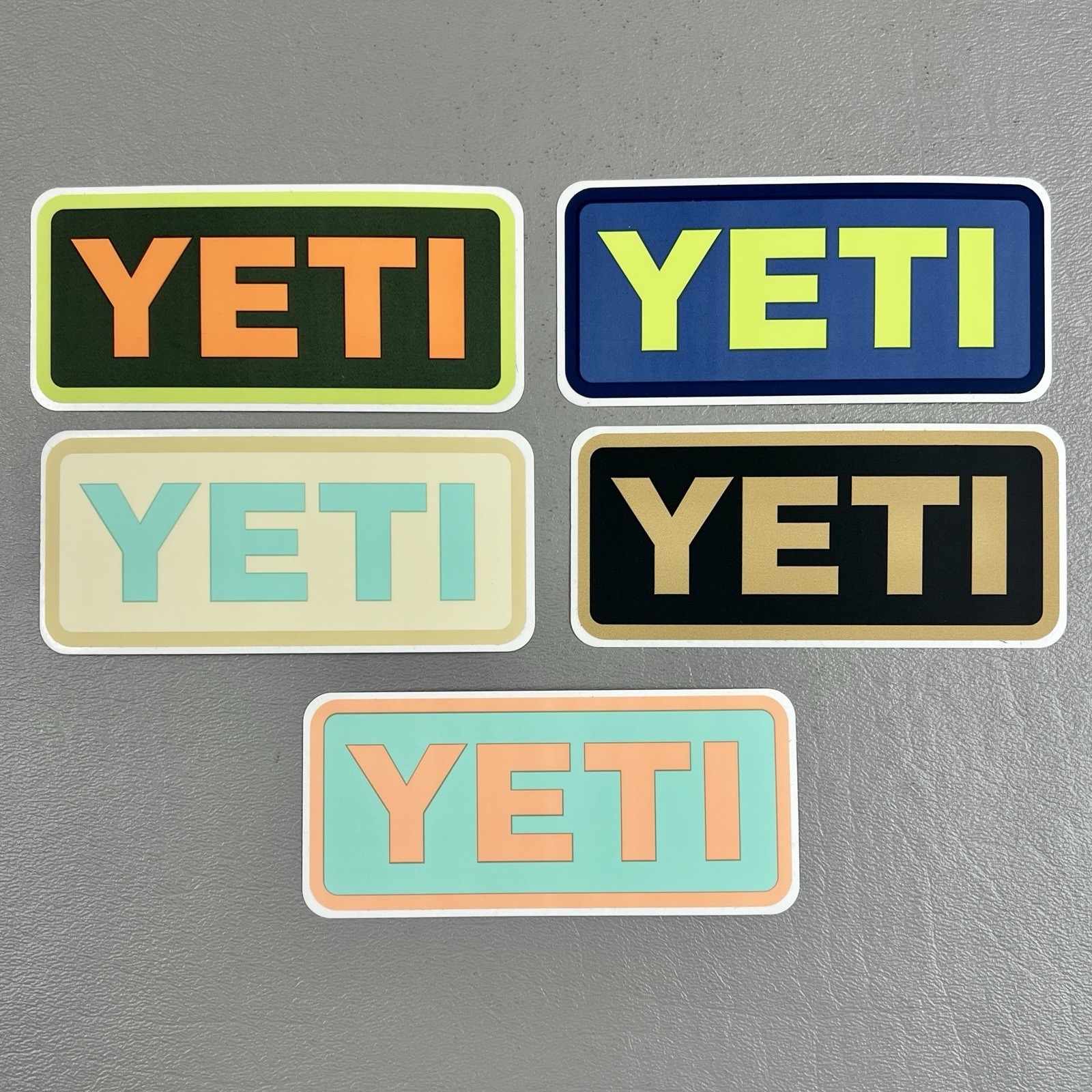 Lot Of 5 New Authentic YETI Logo 2”x4” Sticker Decals Assorted Colors