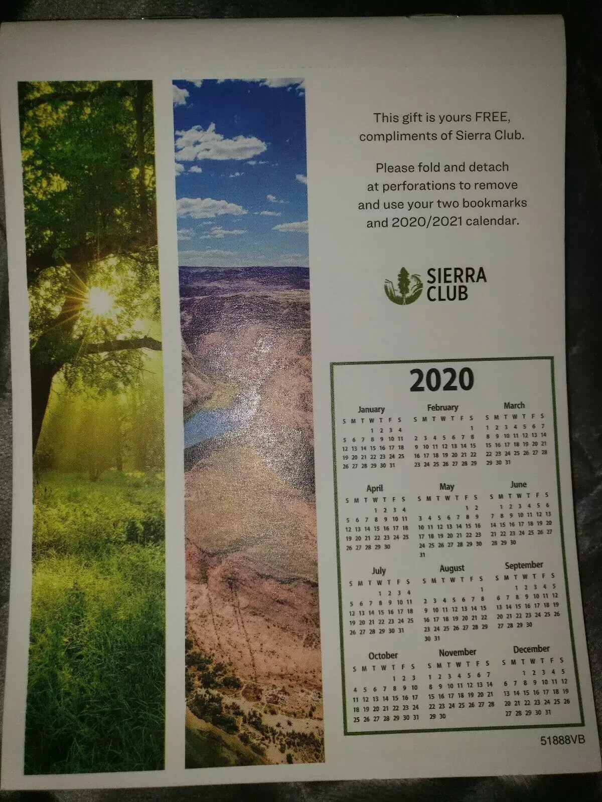 NEW Sierra Club 2 Bookmarks, 2020/2021 Calendar, Note Sheets, First Aid…