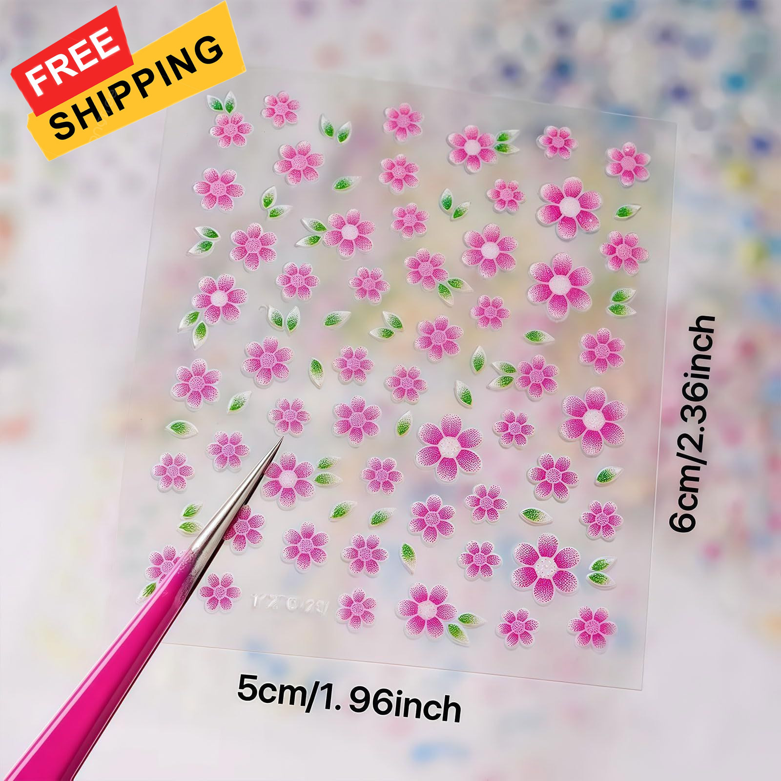 30 Sheets Flower Nail Art Stickers, 3D Self Colorful 30