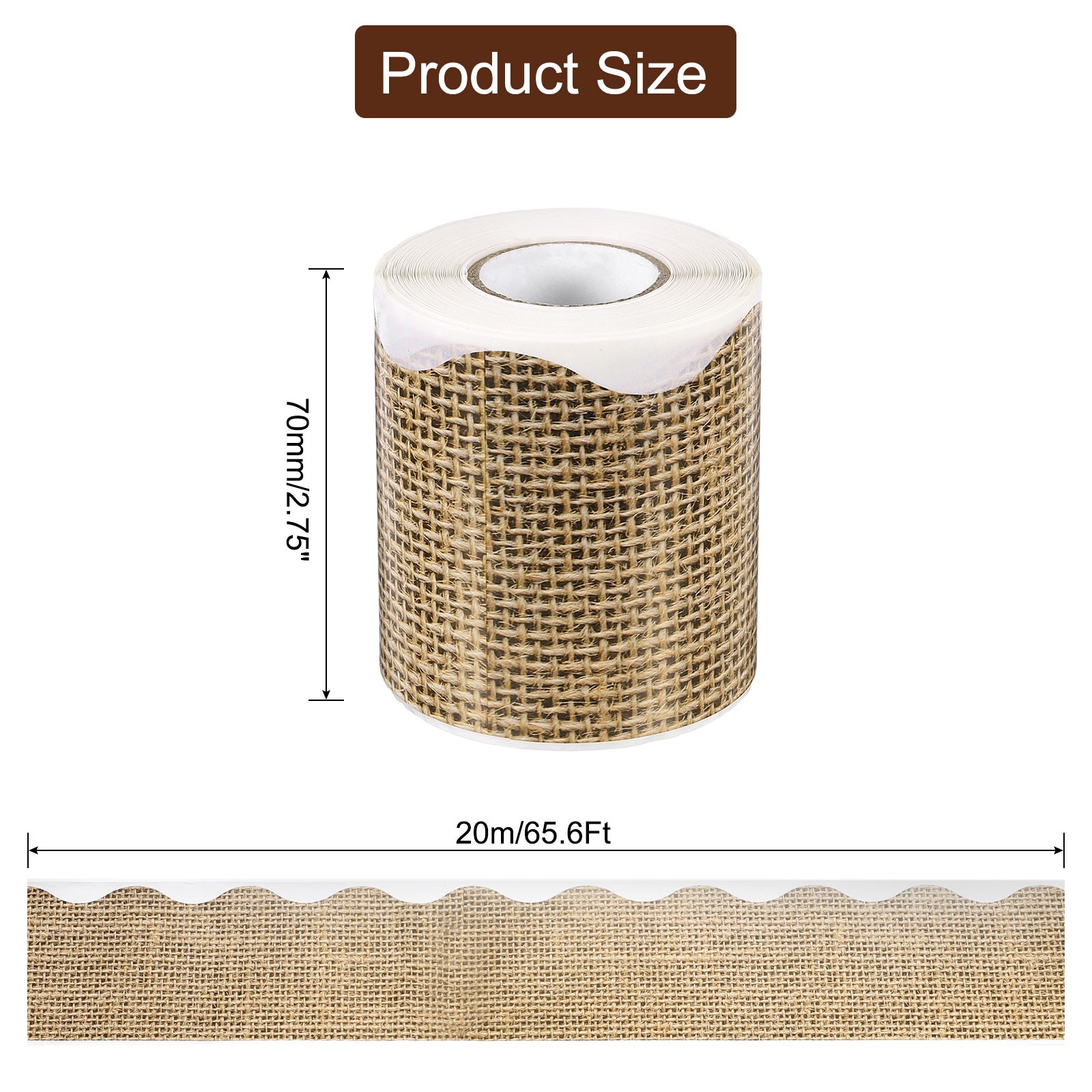 Bulletin Board Border, 65.6Ft x 2.75Inch Classroom Border Trim, Burlap Edge