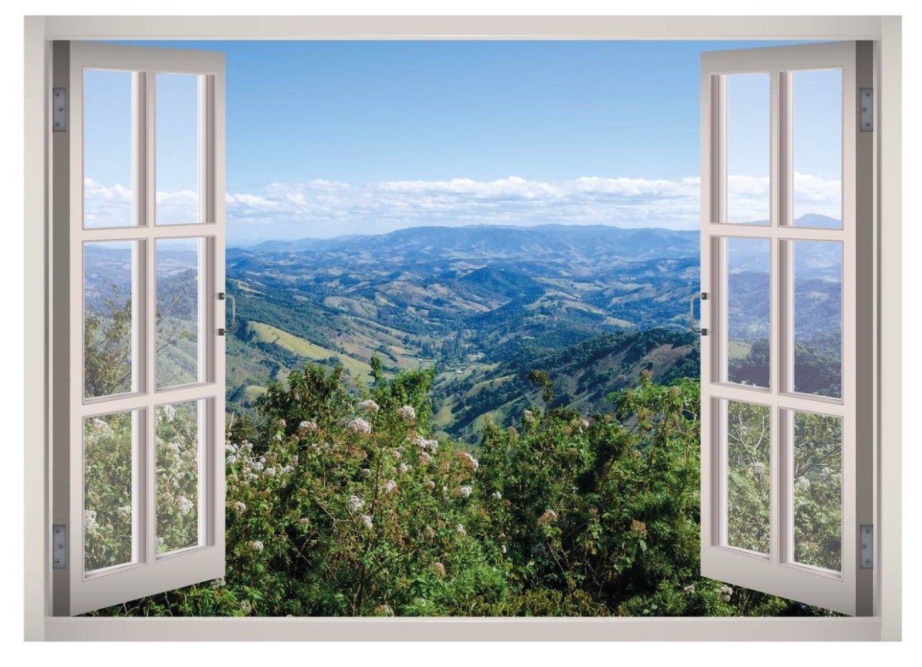 Calming Landscape Window 3D Wall Decal Art Mural Home Decor Canvas Vinyl W109