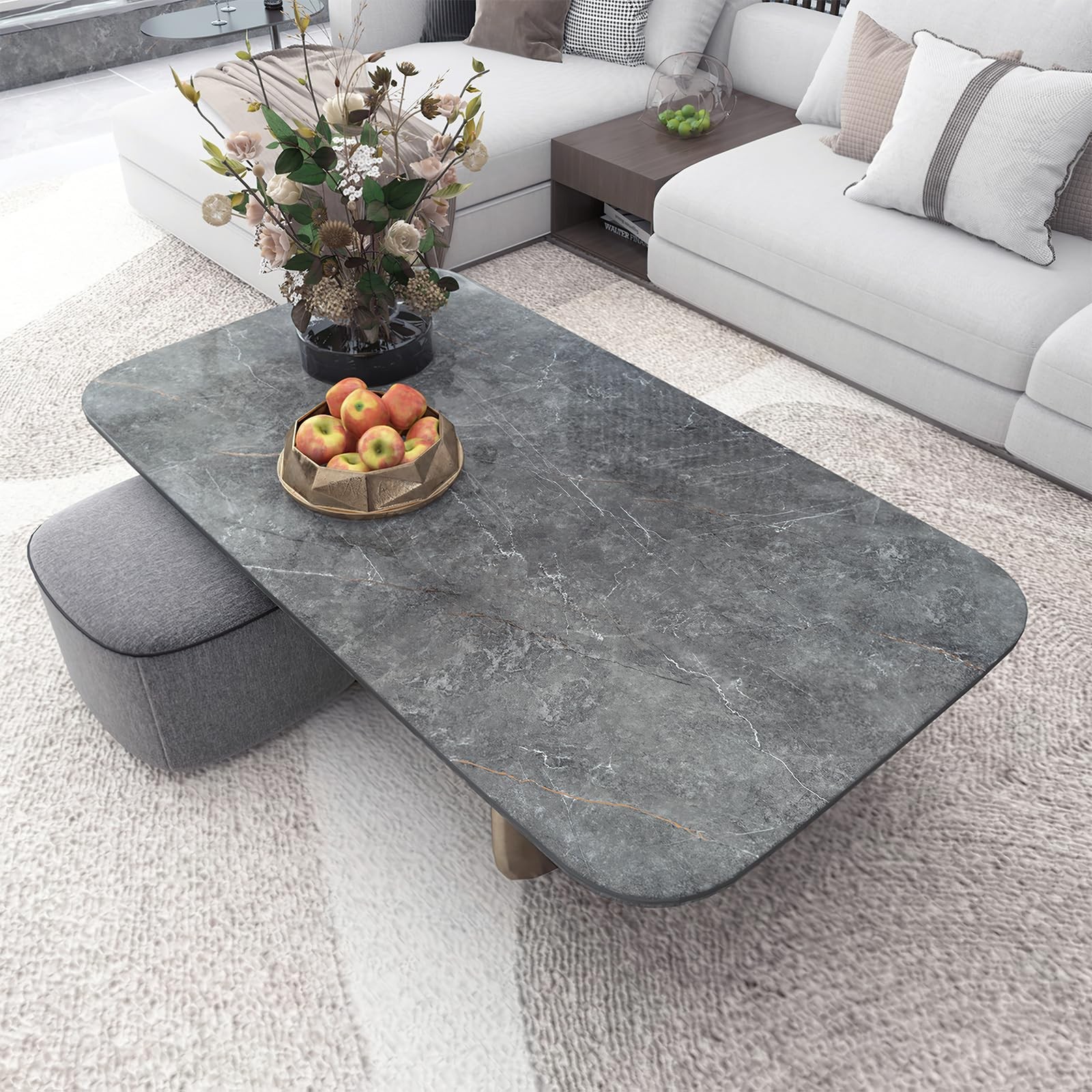 Gray Marble Peel and Stick Glossy Dark Grey Granite Wallpaper Adhesive Remova…