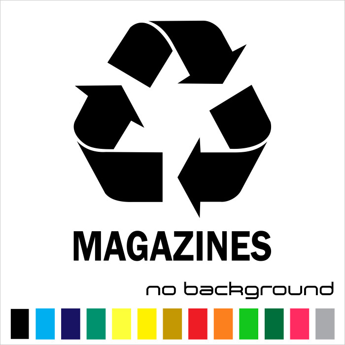 Recycle Magazines Sticker Vinyl Decal – Trash Bin Can Reuse Symbol Home Window