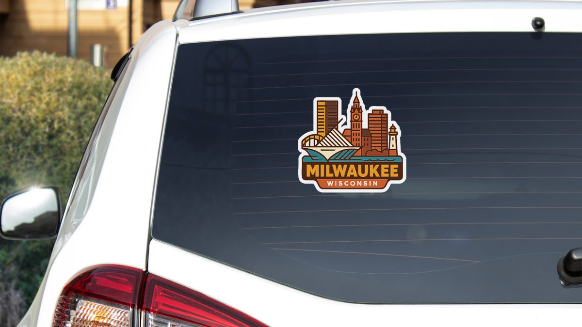 Milwaukee Wisconsin Sticker Decal Vinyl Die-Cut City Skyline Landmark Design