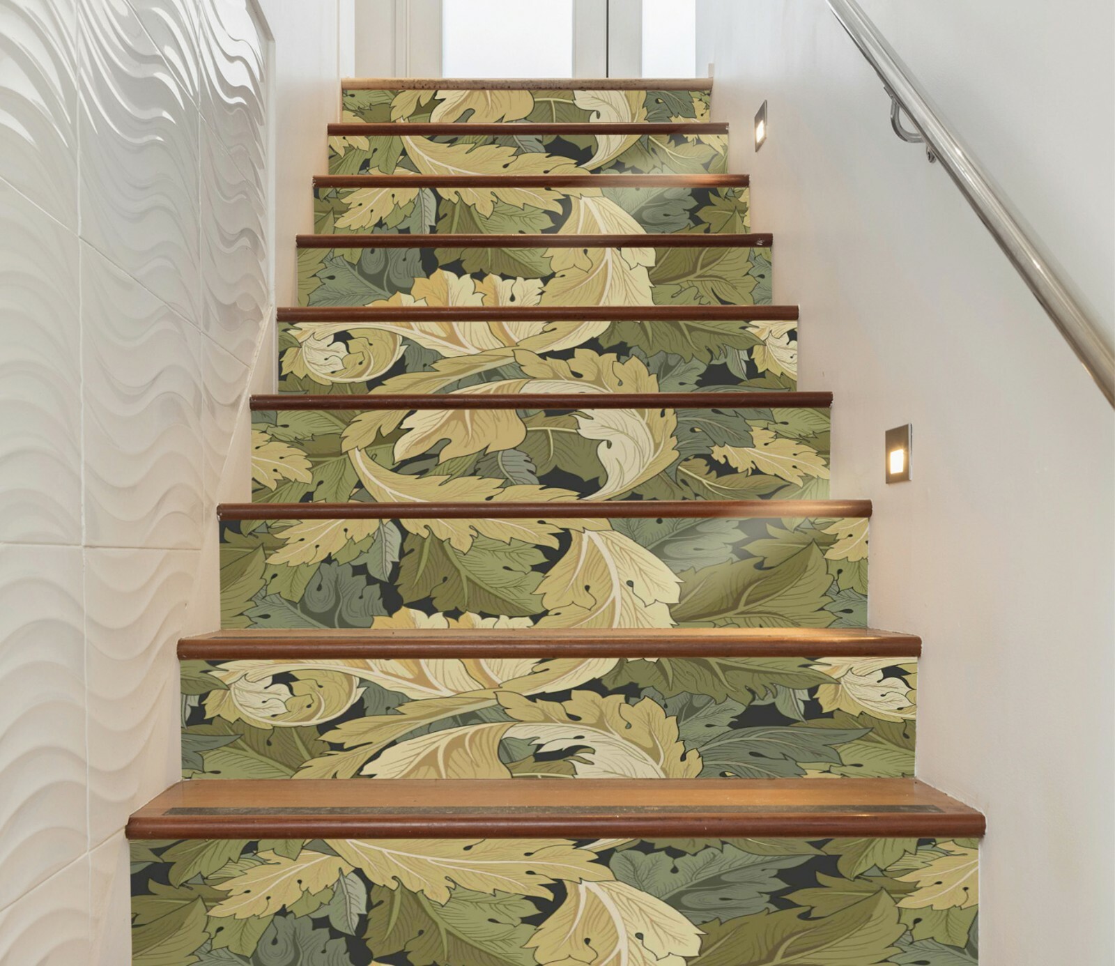 3D Green Leaves NA001 Stair Risers Decoration Photo Mural Decal Wallpaper Fay