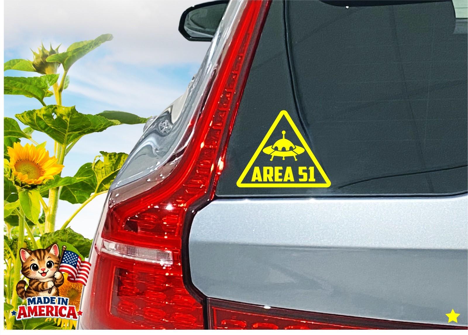 Area 51 Decal Sticker Aliens UFO Not Alone Classified Greys Ship Triangle Space