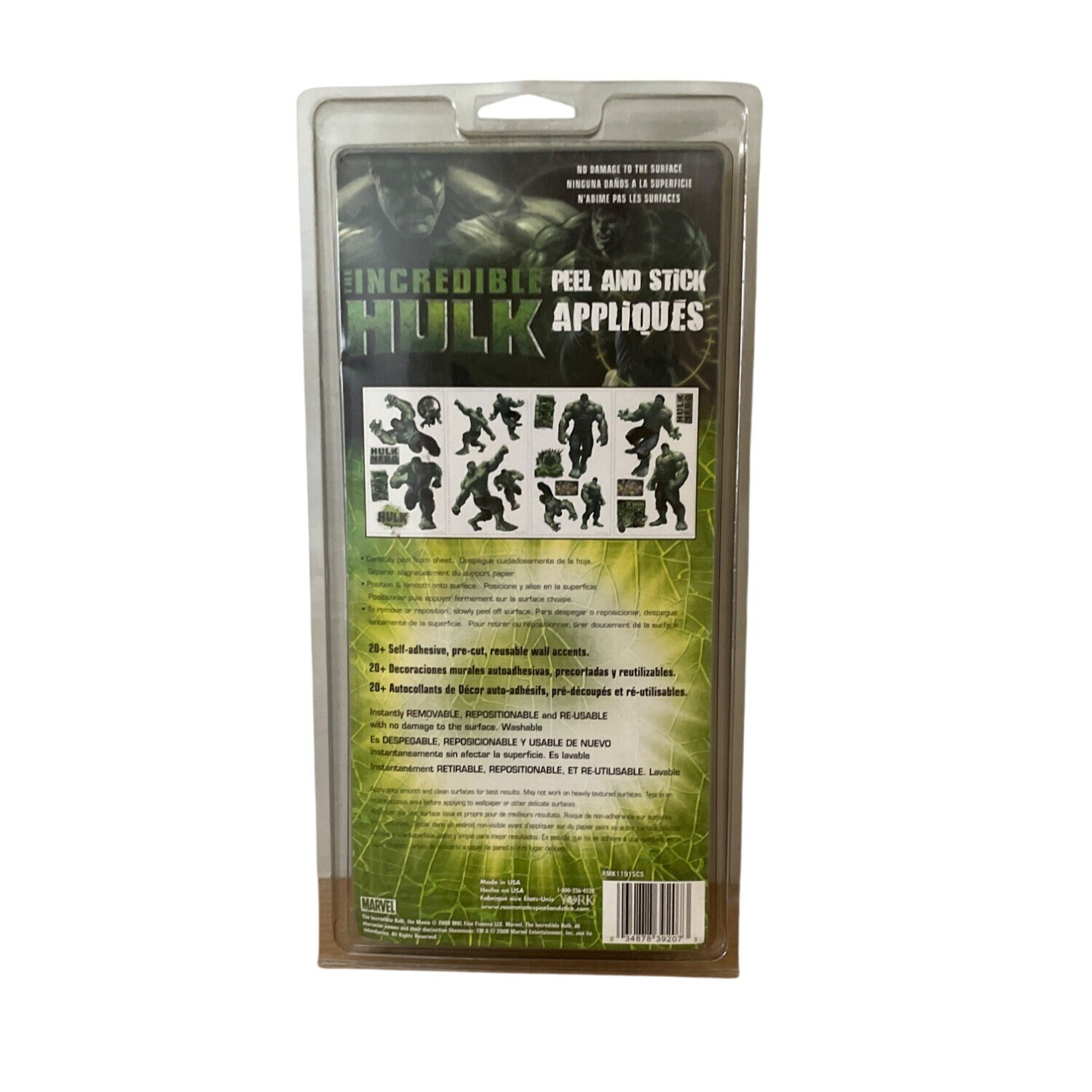 RoomMates The Incredible Hulk Peel and Stick Wall Decals Wall Art Decor Set 20+