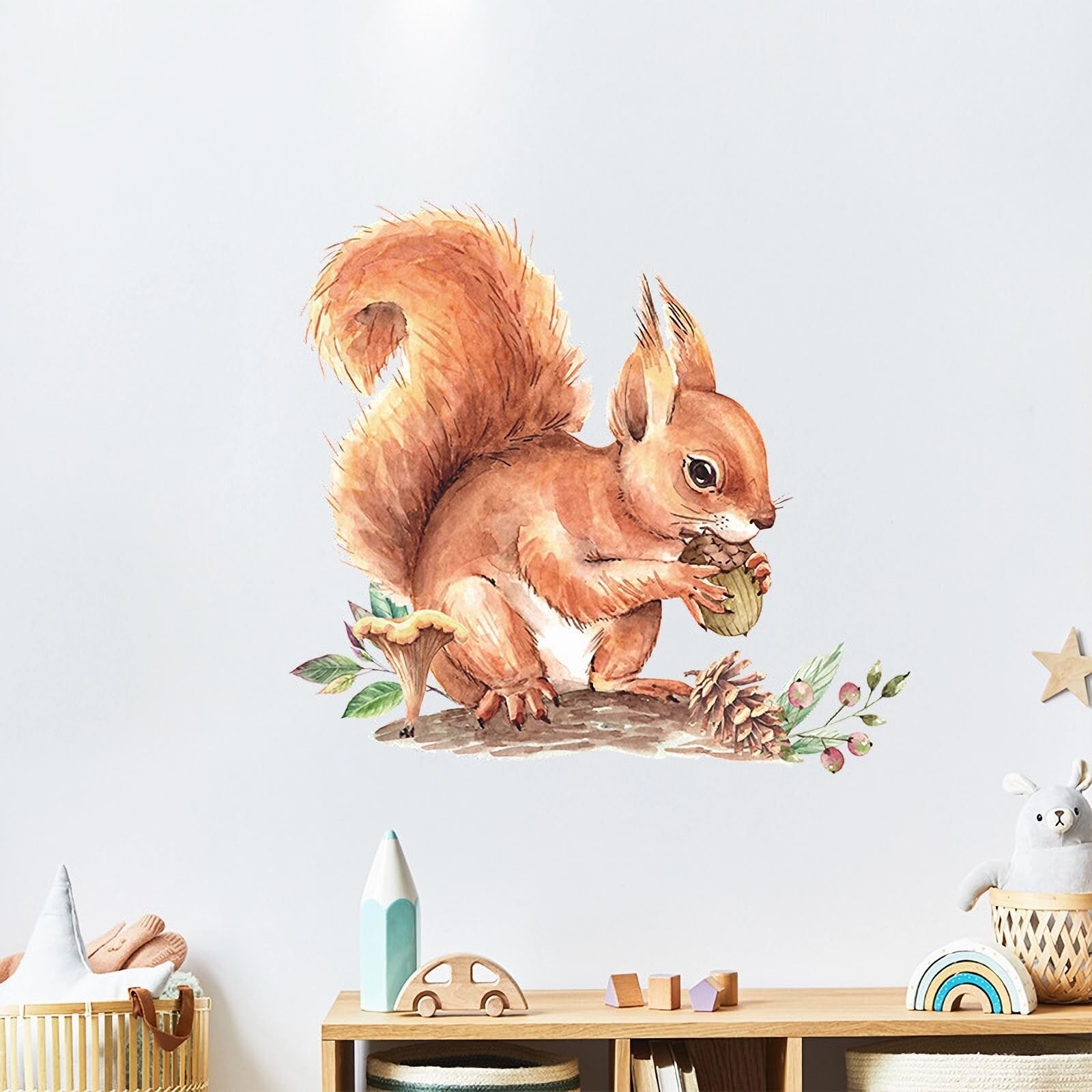 Cute Baby Squirrel Pinecone Wall Stickers, sacinora Cartoon Little Animal Wal…