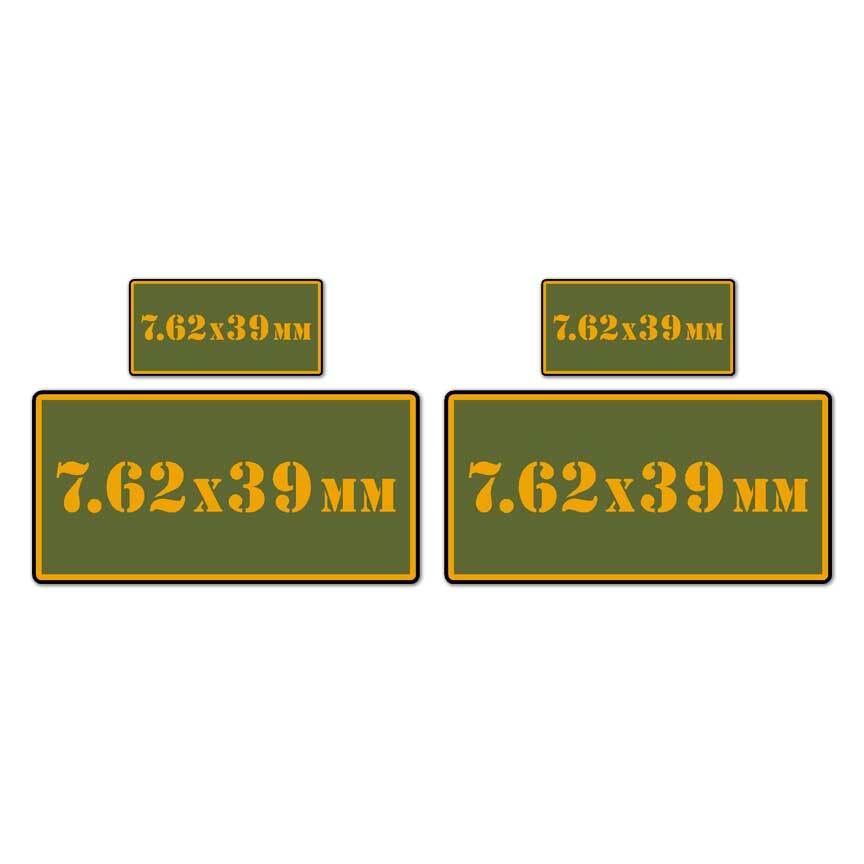 7.62x39mm Ammo Box Set, Vinyl Decal Sticker, 2@ 1"x2" & 2@ 2"x4", #8381