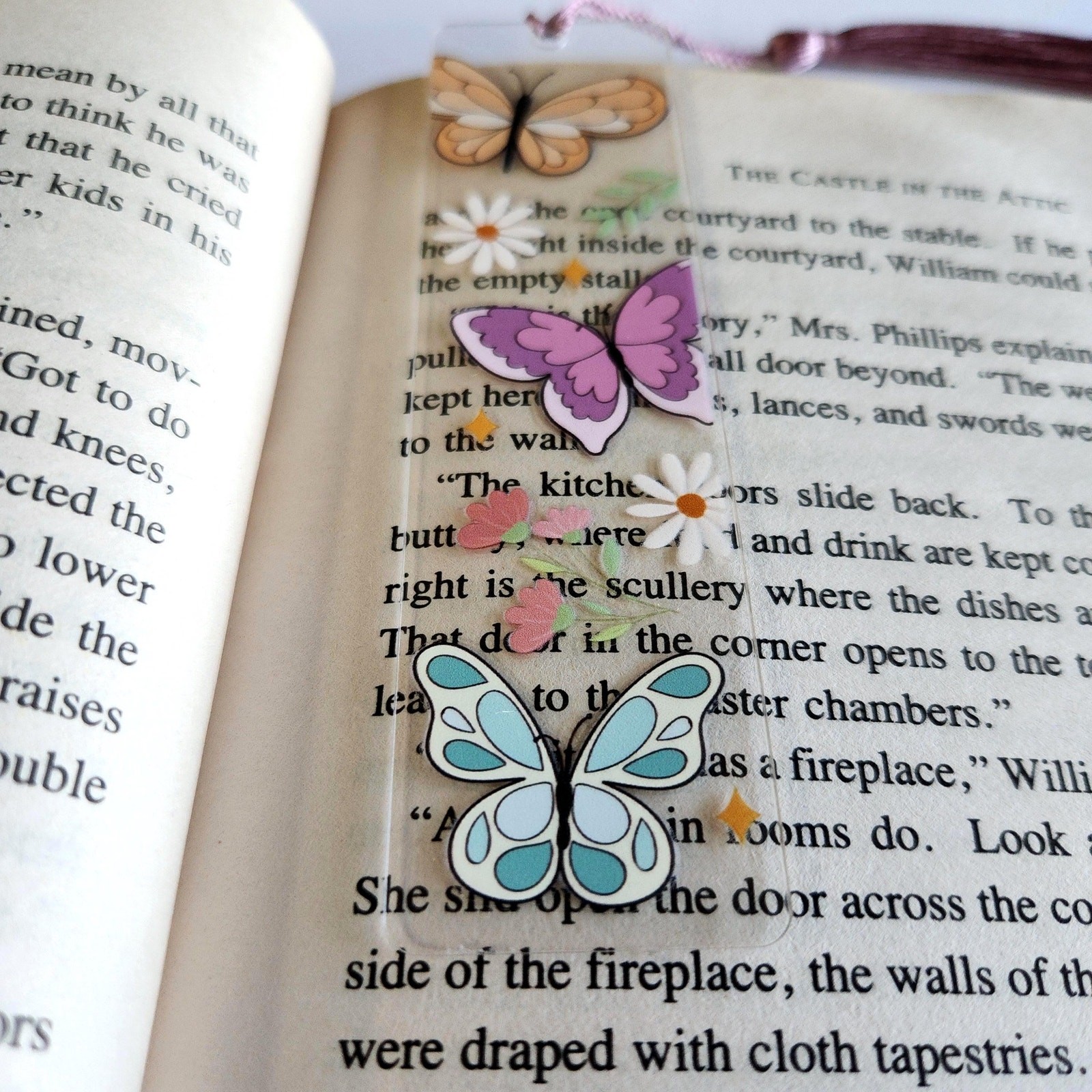 Butterfly Daisy Flower Bookmark Clear Acrylic Cute Coquette Bookish Gift For Her