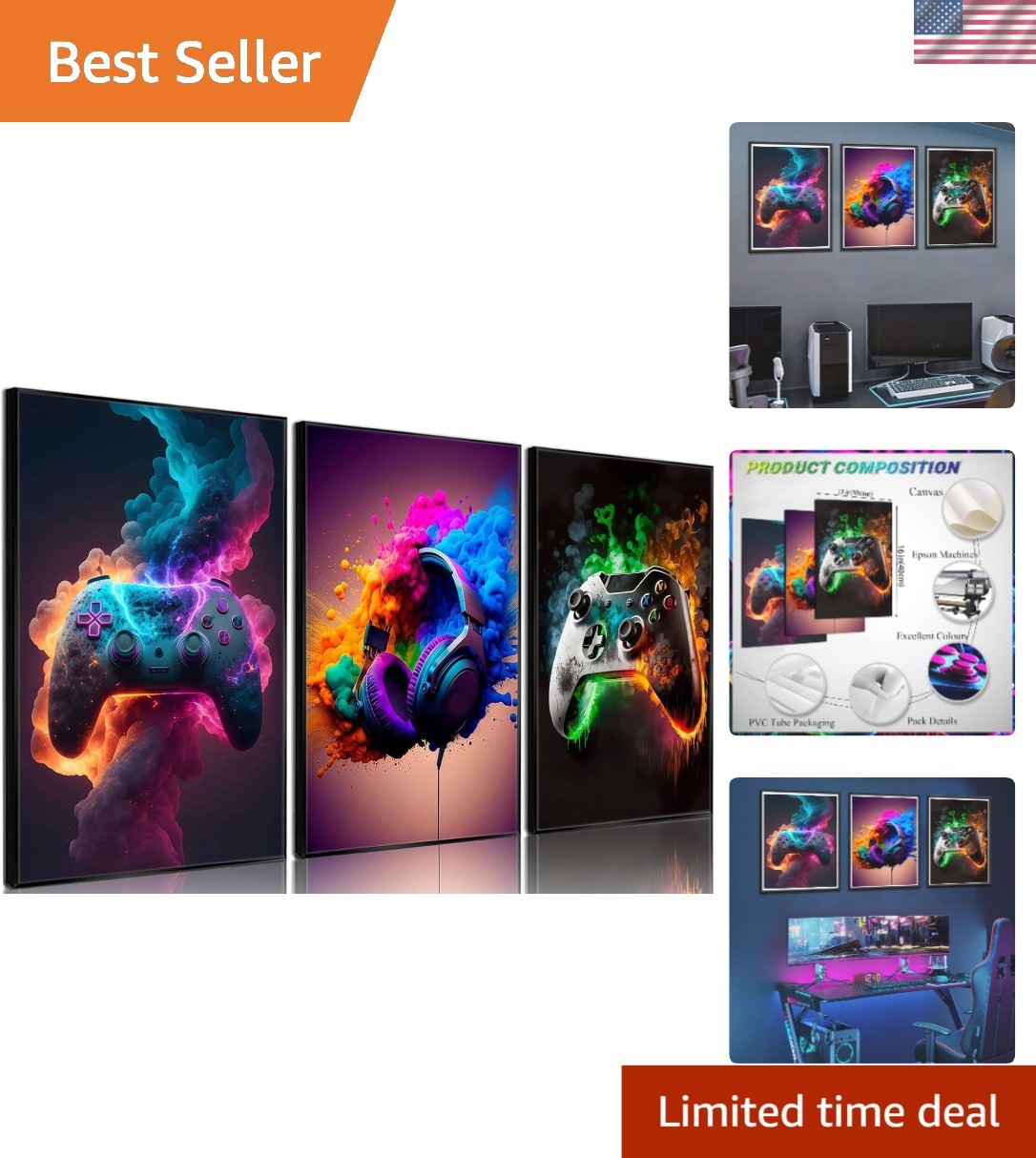Immersive 12×16 Gaming Art Set – Colorful Unframed Posters for Teen Spaces