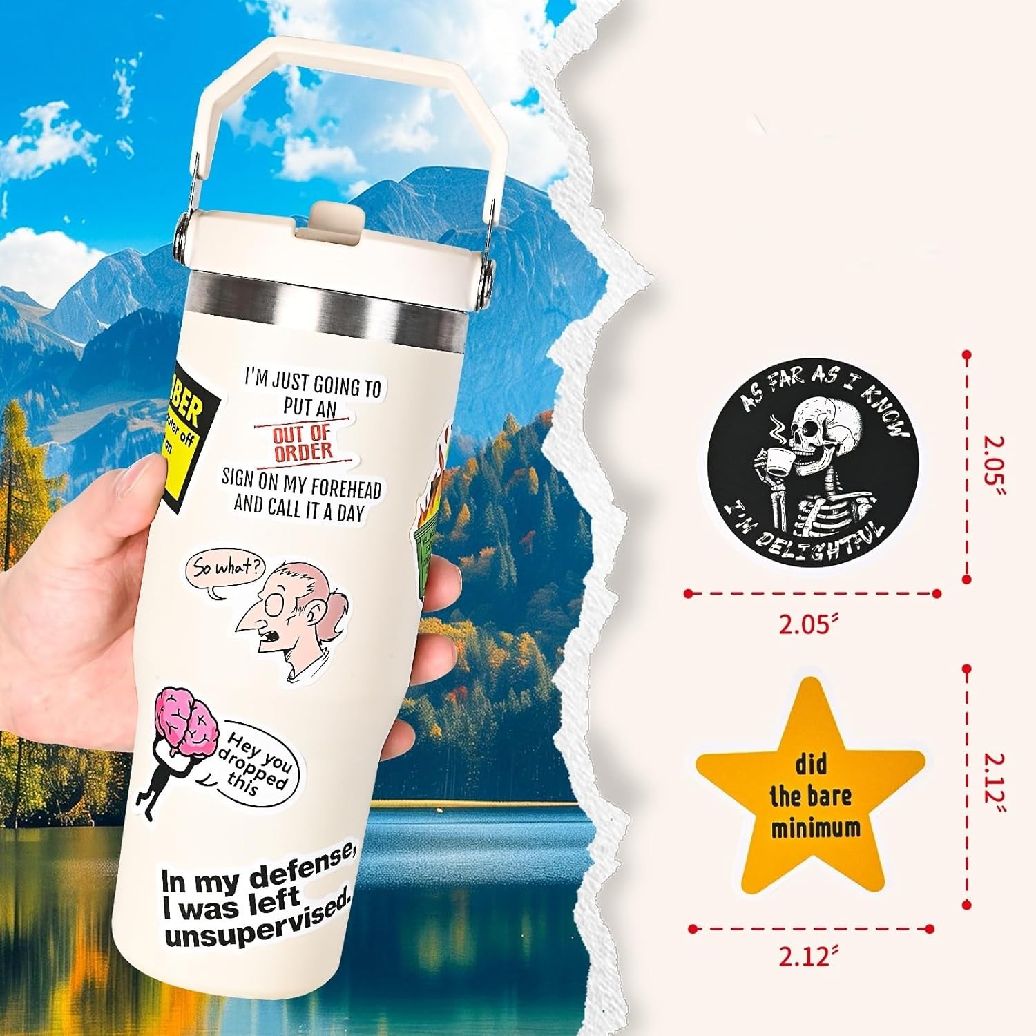 Funny Adult Waterproof Meme Stickers 100 Pcs Decals for Water Bottles Dirty