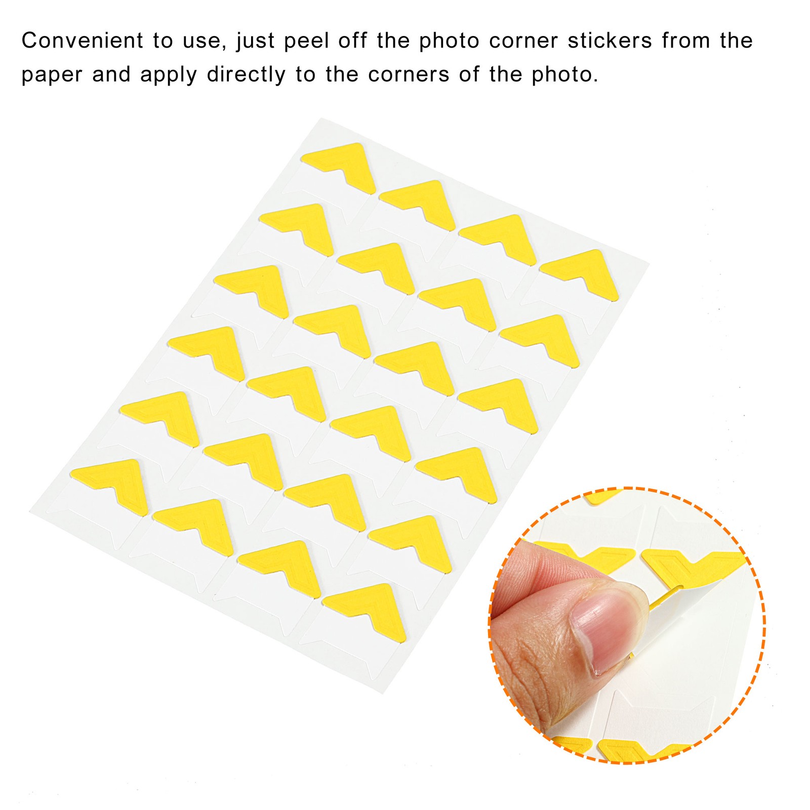 10Sheets/240Pcs Photo Corners Adhesive DIY Picture Mounting Sticker Yellow