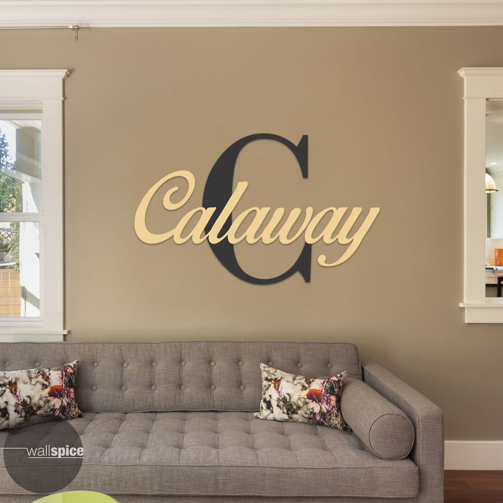 Personalized Family Name Monogram With Initial (2 Color Combo) Vinyl Wall Decal