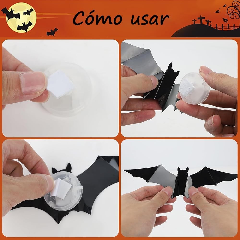 42pcs Halloween Wall Decor 3D Led Bats Spiders Wall Stickers Removable Light Up