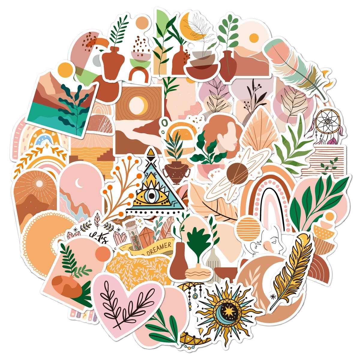 200pcs Retro Cottagecore Bohemia Vintage STICKER PACK，#172175184213