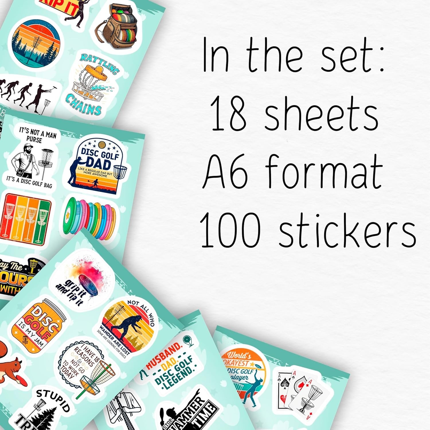 100Pcs Disc Golf Stickers Decals for Water Bottles – Disc Golf Gifts, Party Supp