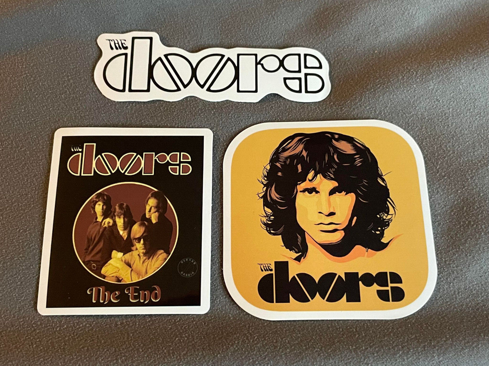 Lot of 3 THE DOORS 1" to 3" Band Logo Stickers FAST! FREE SHIP! JIM MORRISON