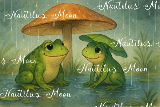 Sweet Frogs Under Toadstool Umbrella vinyl sticker 2 x 3" Free Shipping