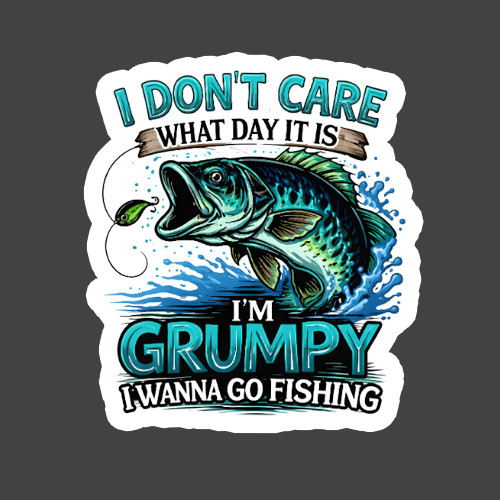 Fishing Sticker Vinyl Decal Grumpy Want To Go Fishing Funny Bass