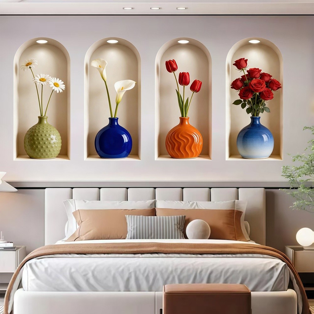 3D Realistic Flower Wall Sticker Vinyl PVC 30 60cm for Home Decoration