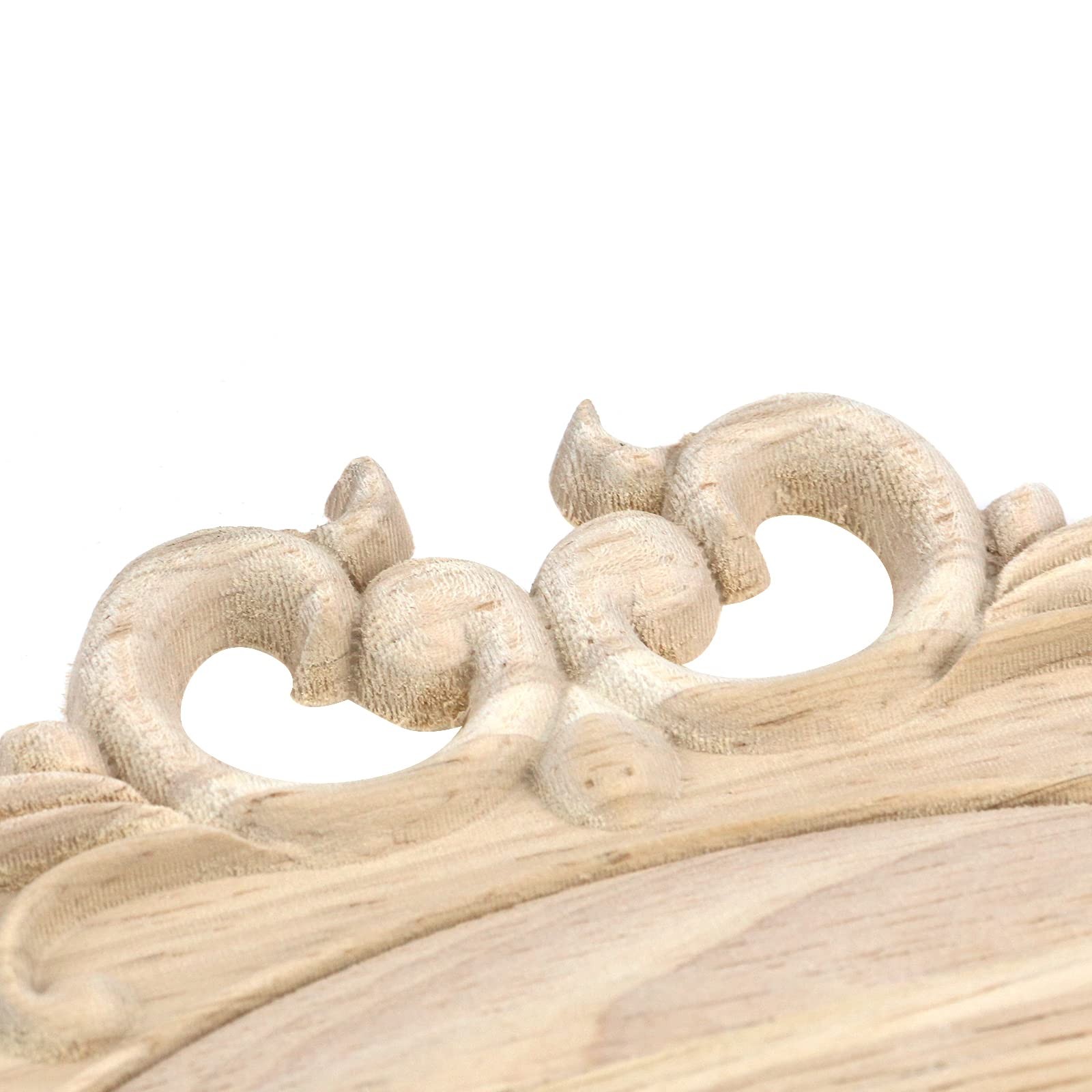1-Pack Wood Carved Onlays Appliques,Oval Shaped Unpainted Solid Wood Carving …