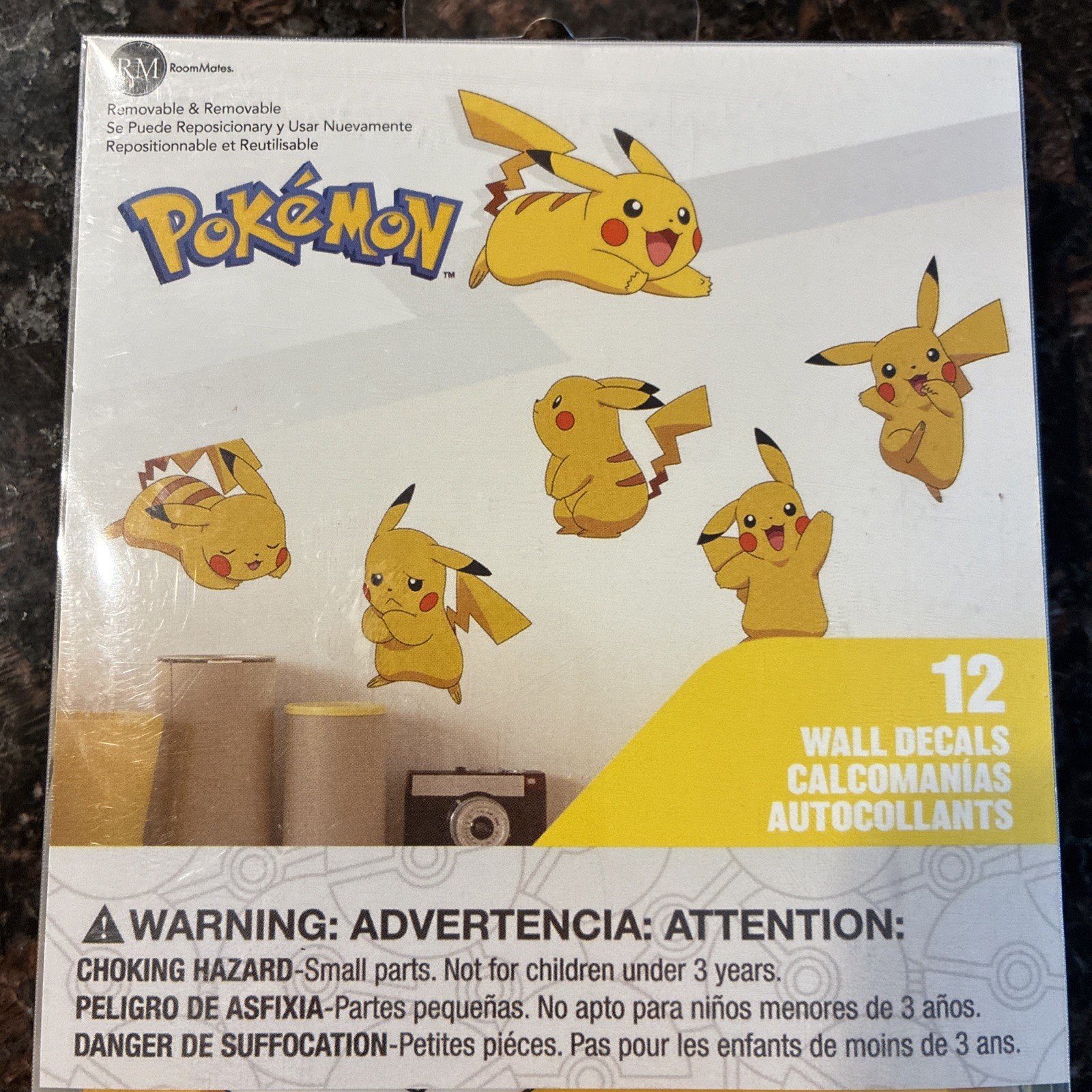 12pc Pokemon PIKACHU Removable & Repositionable Wall Decals! *New *Fast Shipping