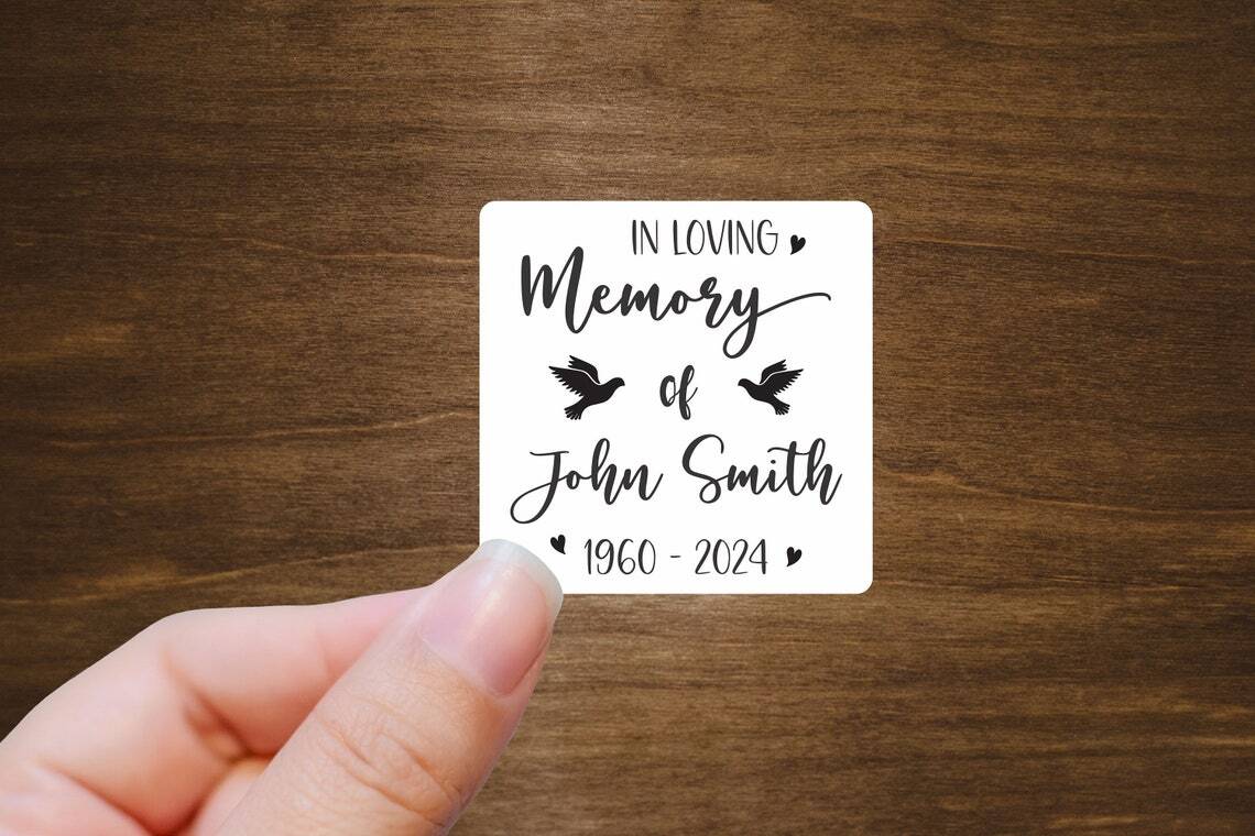 Custom Memorial Stickers | In Loving Memory | Celebration Of Life | 2" x 2"