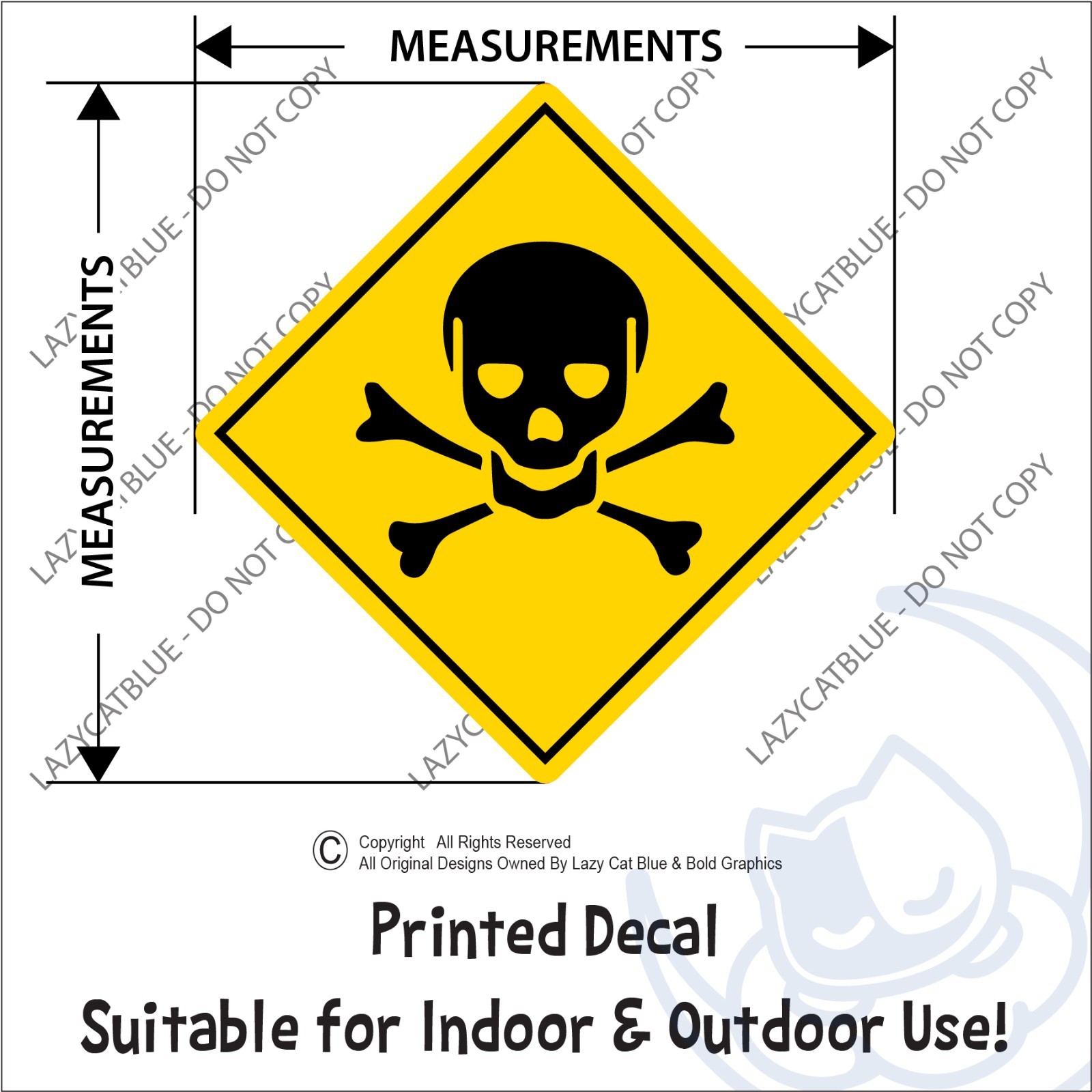 Danger Skull Decal Sticker Crossbones Warning Caution Shop Safety Attention Look