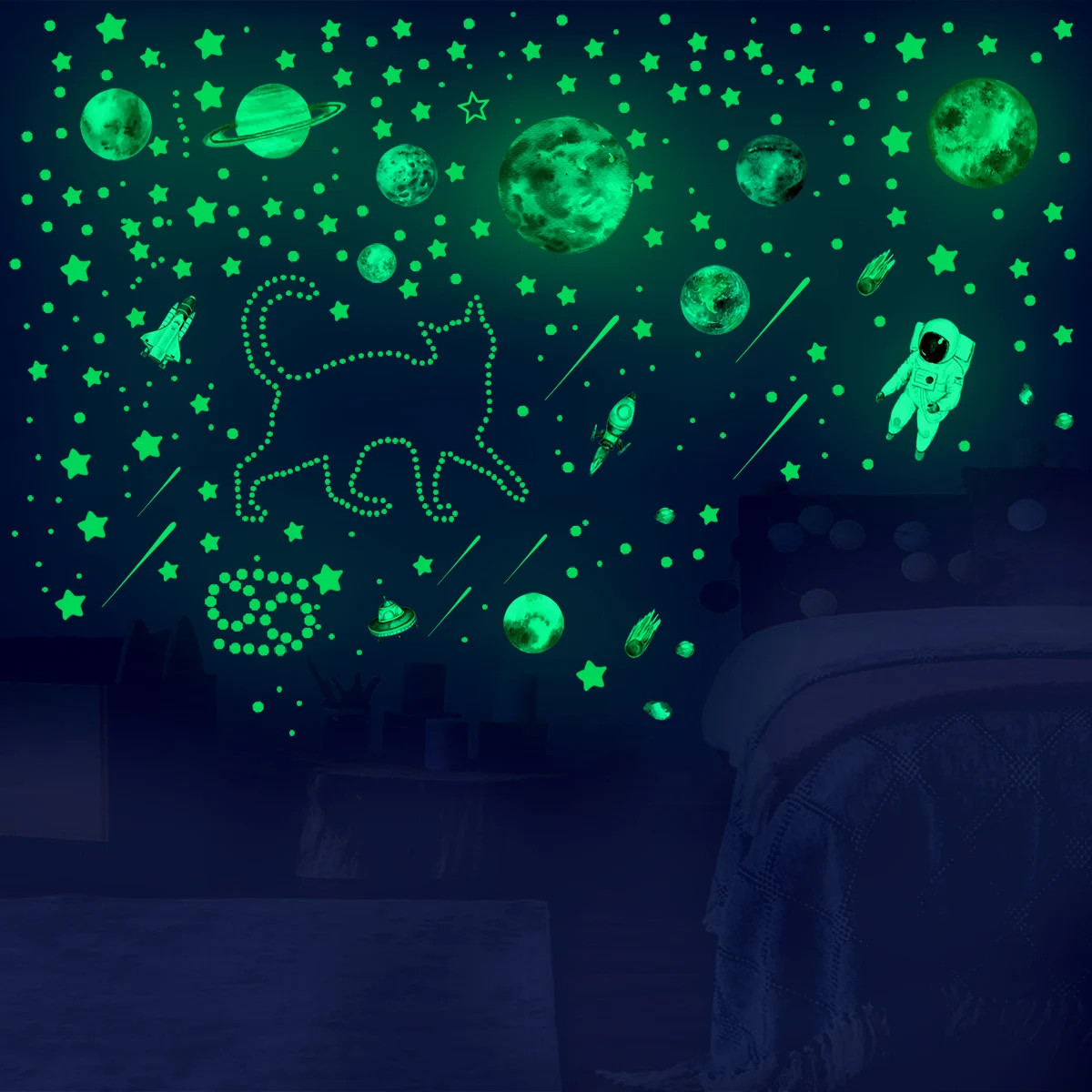 849Pcs Glow in The Dark Stars Wall Stickers Glowing Stars for Ceiling Luminous