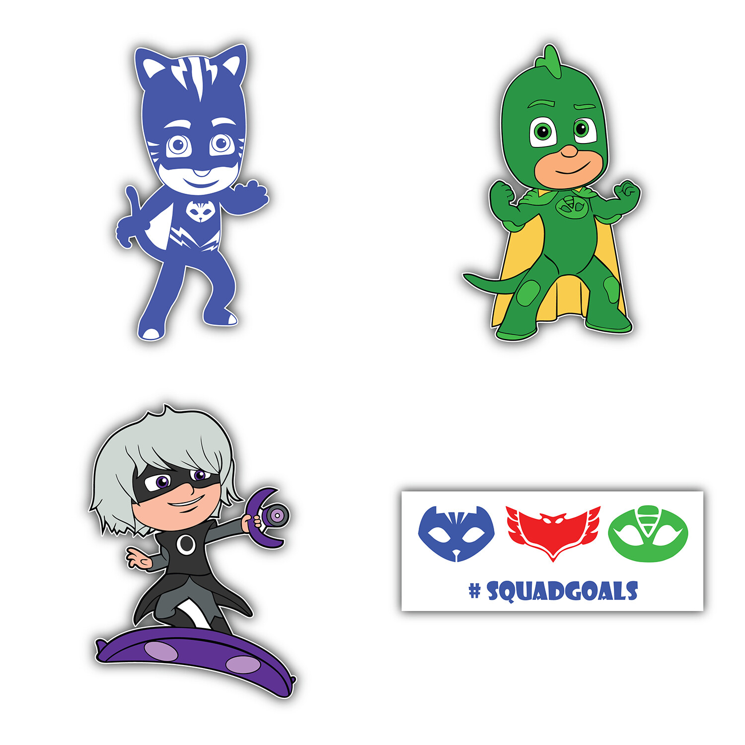 PJ Masks Cartoon Set Of 4 Vinyl Sticker Decal – 5" longer side ID:2