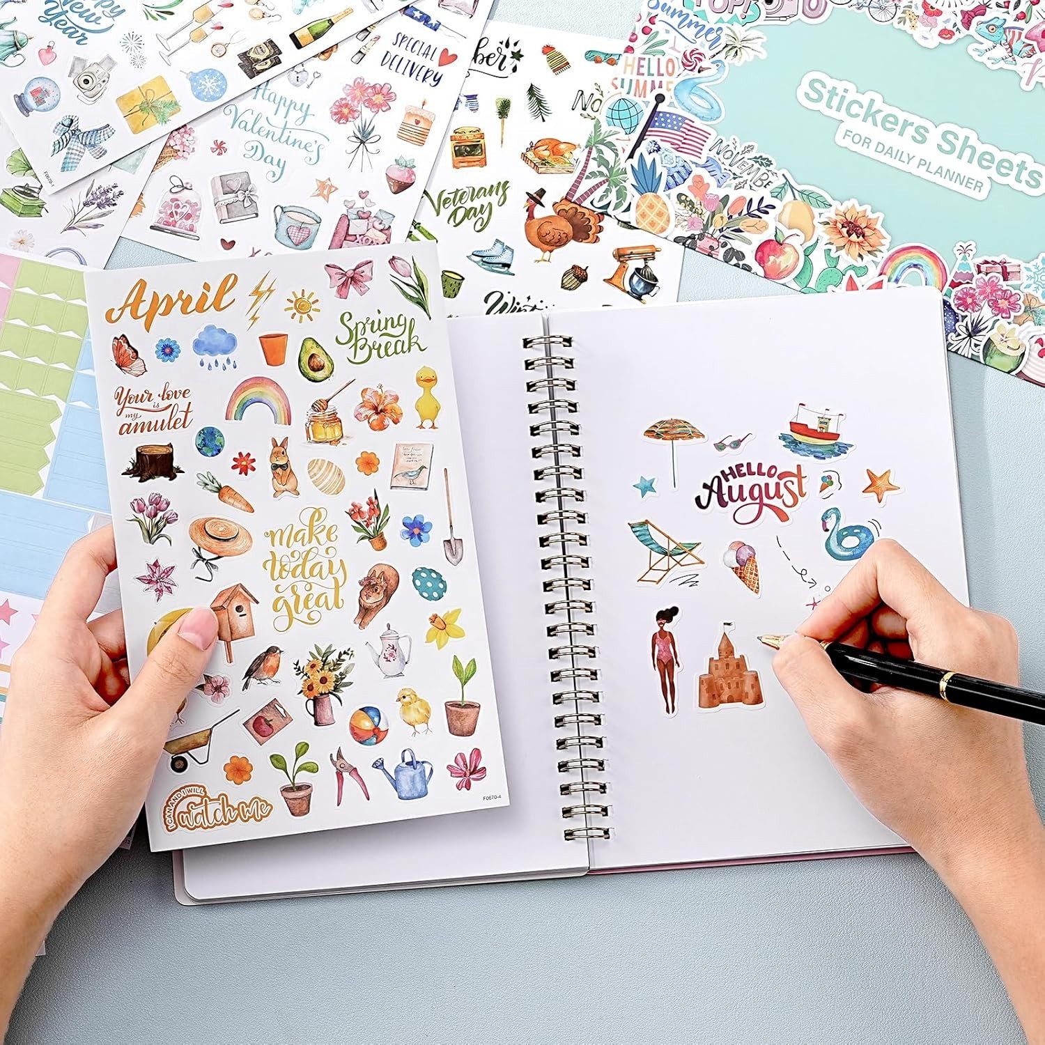 1500+ Monthly Planner Stickers | 14 Sheets Holiday & Celebration Calendar Sticke