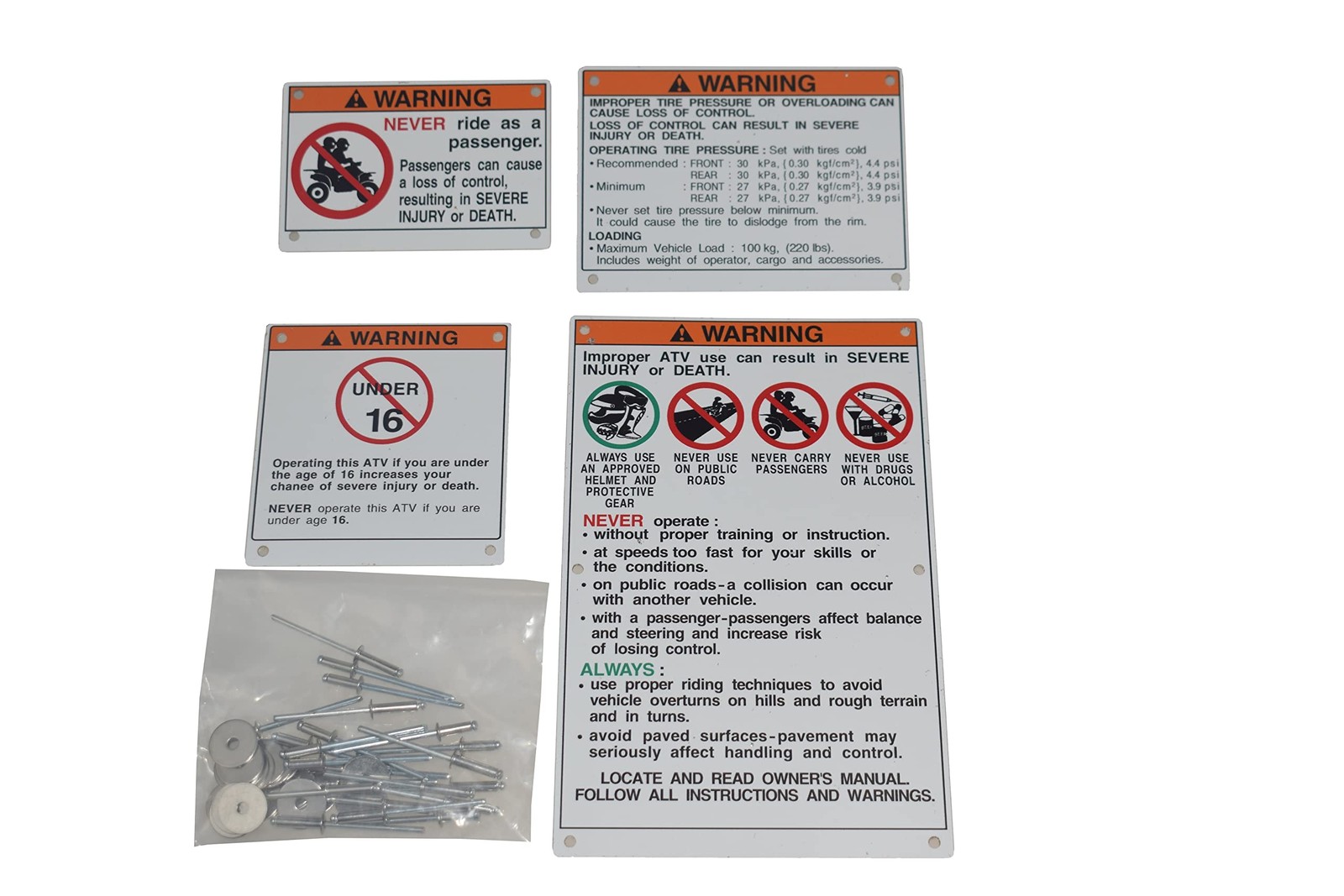 YANGCAN Warning Decals Stickers Labels Aluminum Backed Compatible with Yam