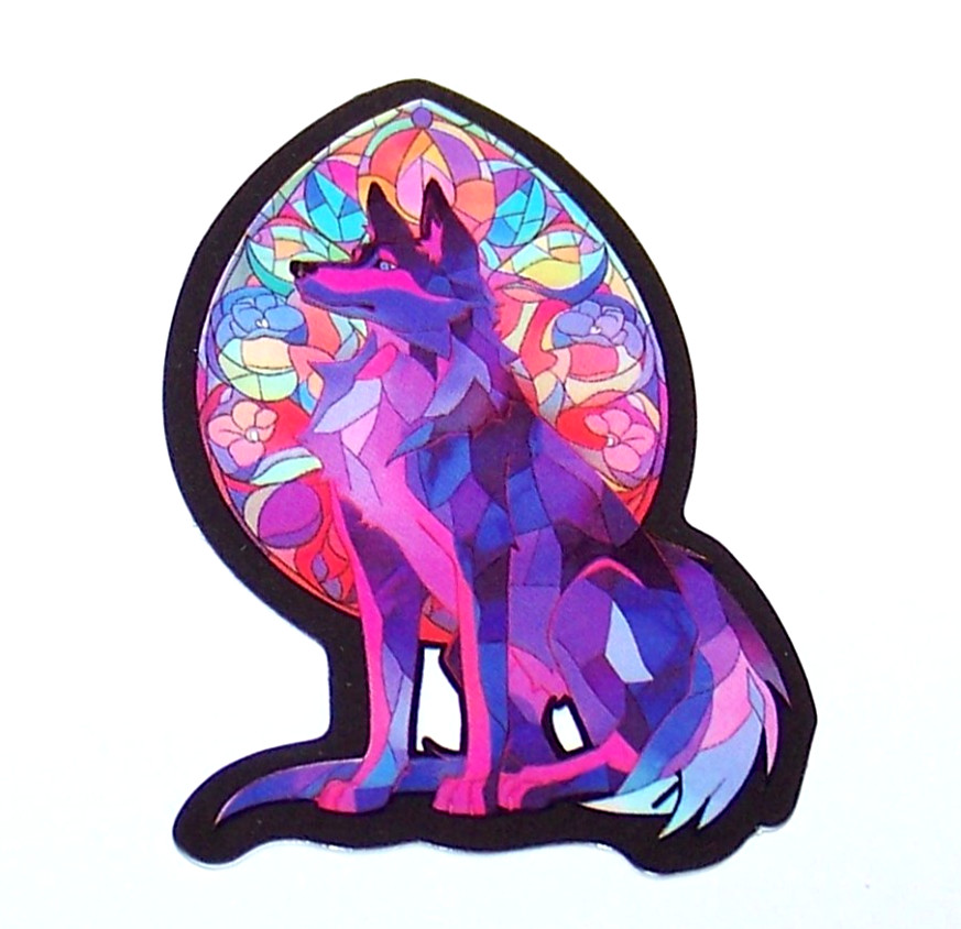 STAINED GLASS – Die Cut Sticker Decal Stained Glass Wolf