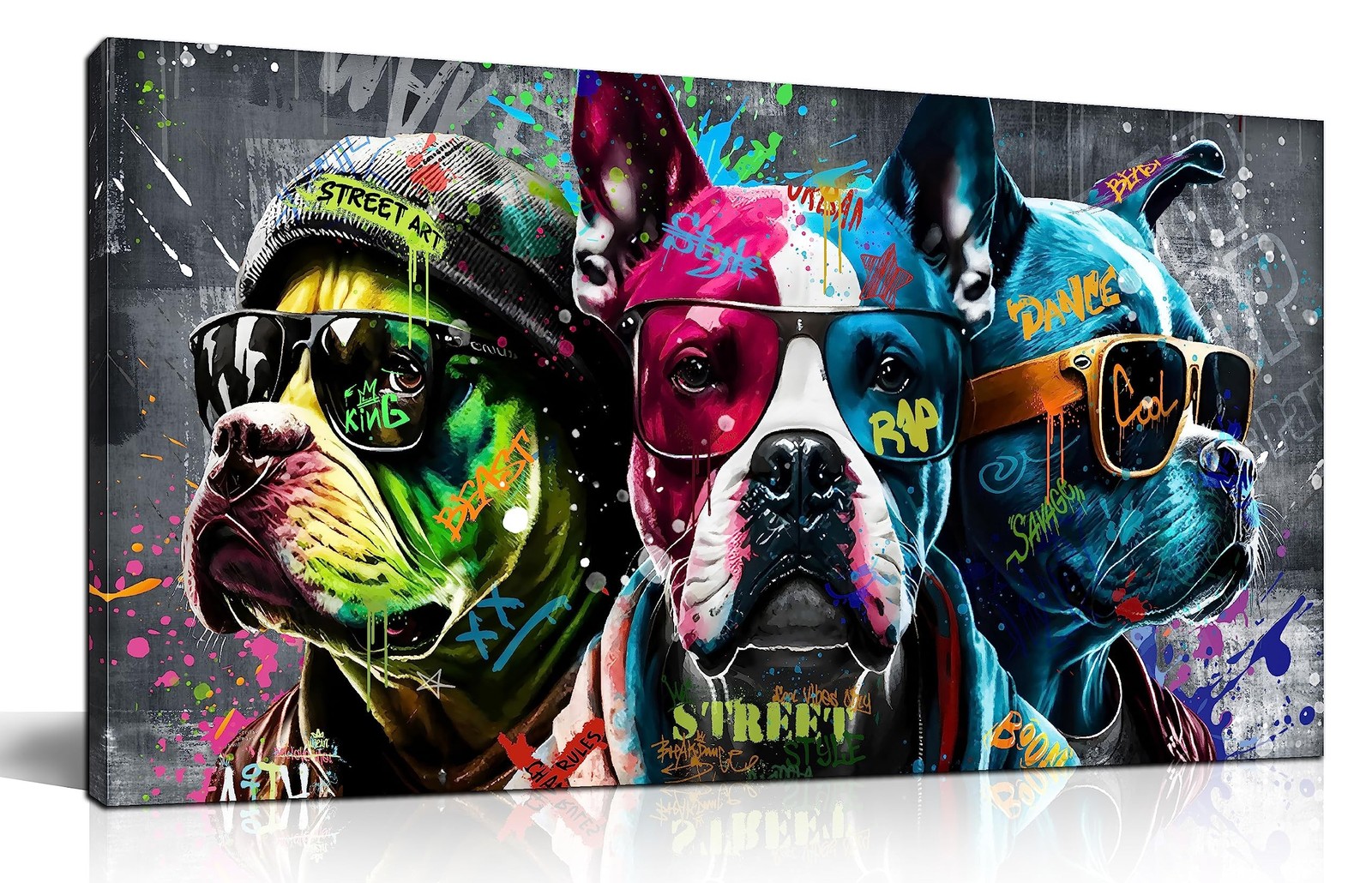 Zoyotago Large Canvas Wall Art for Bedroom Living Room Funny Graffiti Dog Pic…
