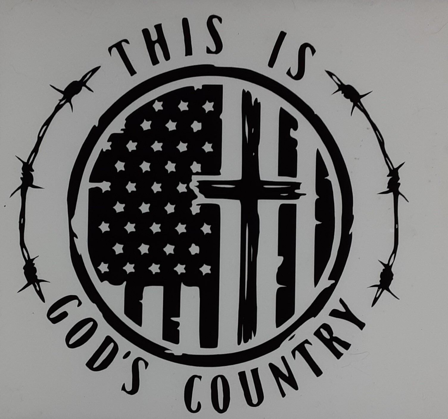 Gods Country Decal 5×5 Choose Color, Car, Home, Crafting, Free Shipping