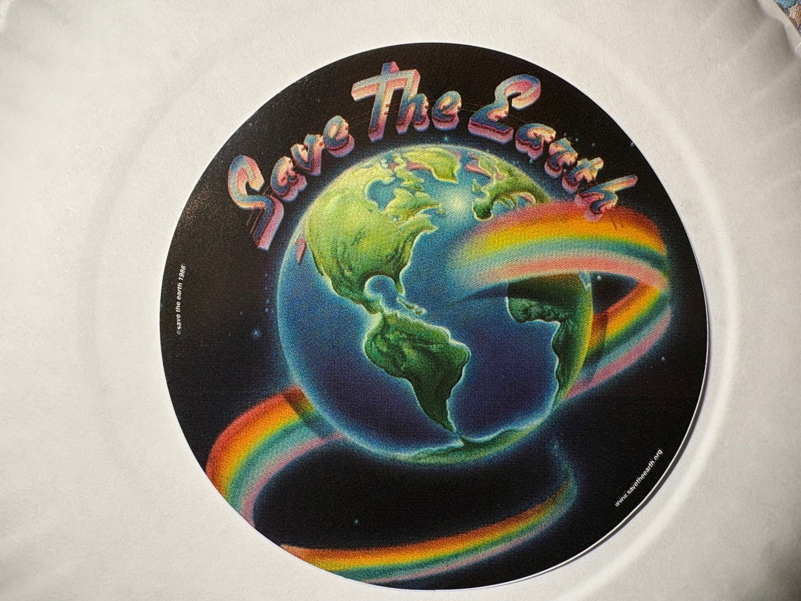 Vintage 4” Round Save The Earth Sticker. 1986