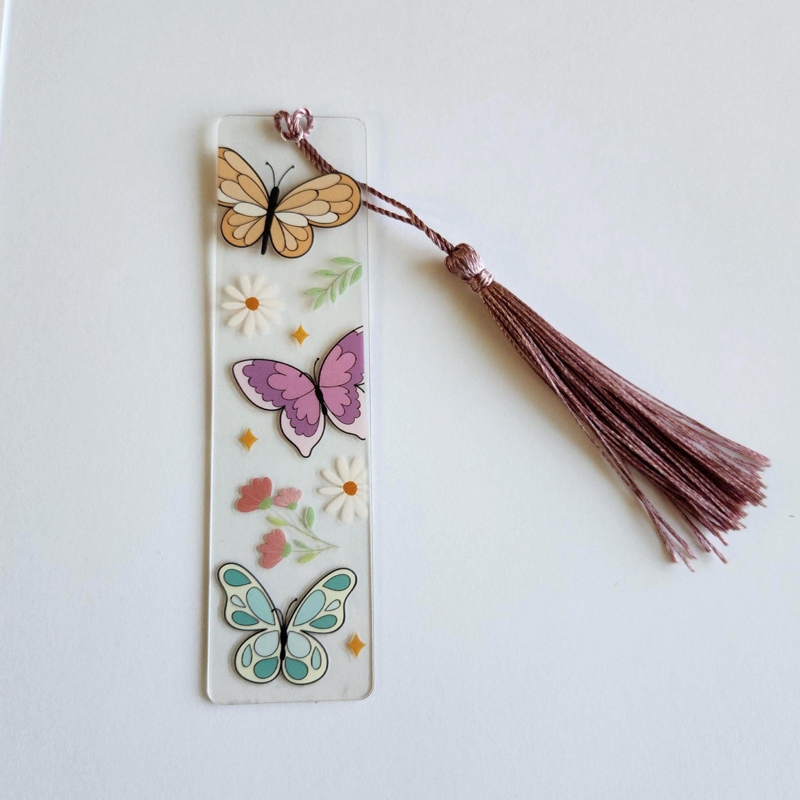 Butterfly Daisy Flower Bookmark Clear Acrylic Cute Coquette Bookish Gift For Her