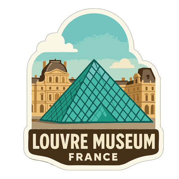 Louvre Museum France Sticker Decal Vinyl Die-Cut Symbolic Landmark Design