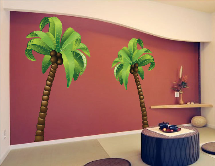 Palm Tree Wall Mural Decal Removable Coconut Trees Vinyl Beach Art Ocean, a78