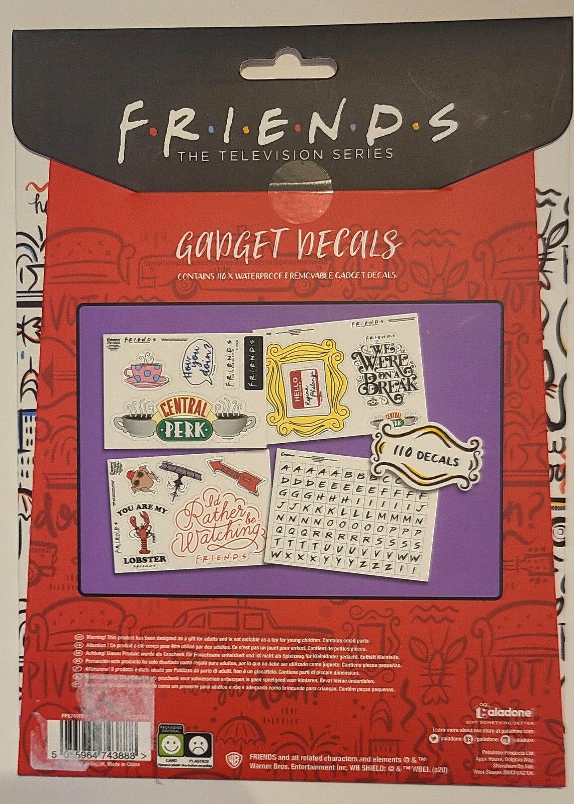 Friends TV Show Gadget Decals 4 Sheets Of Removable & Waterproof Decals Lot Of 2