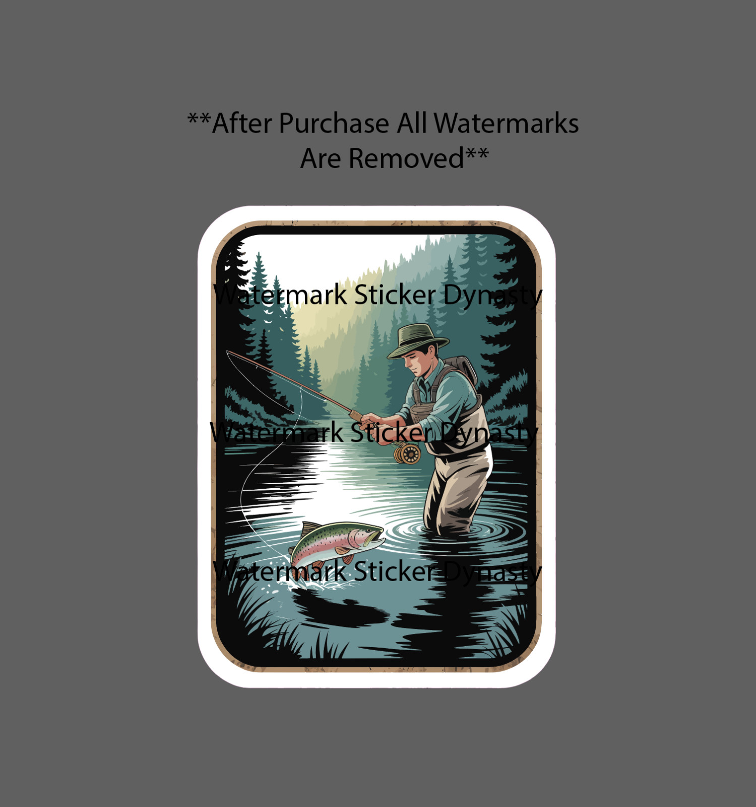 Flyfishing Sticker Waterproof Decal Outdoor Nature Wildlife Fishing Trout NEW