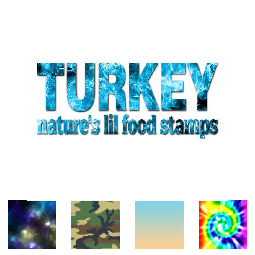 Turkey Natures Food Stamps – Decal Sticker – Multiple Patterns & Sizes – ebn3861