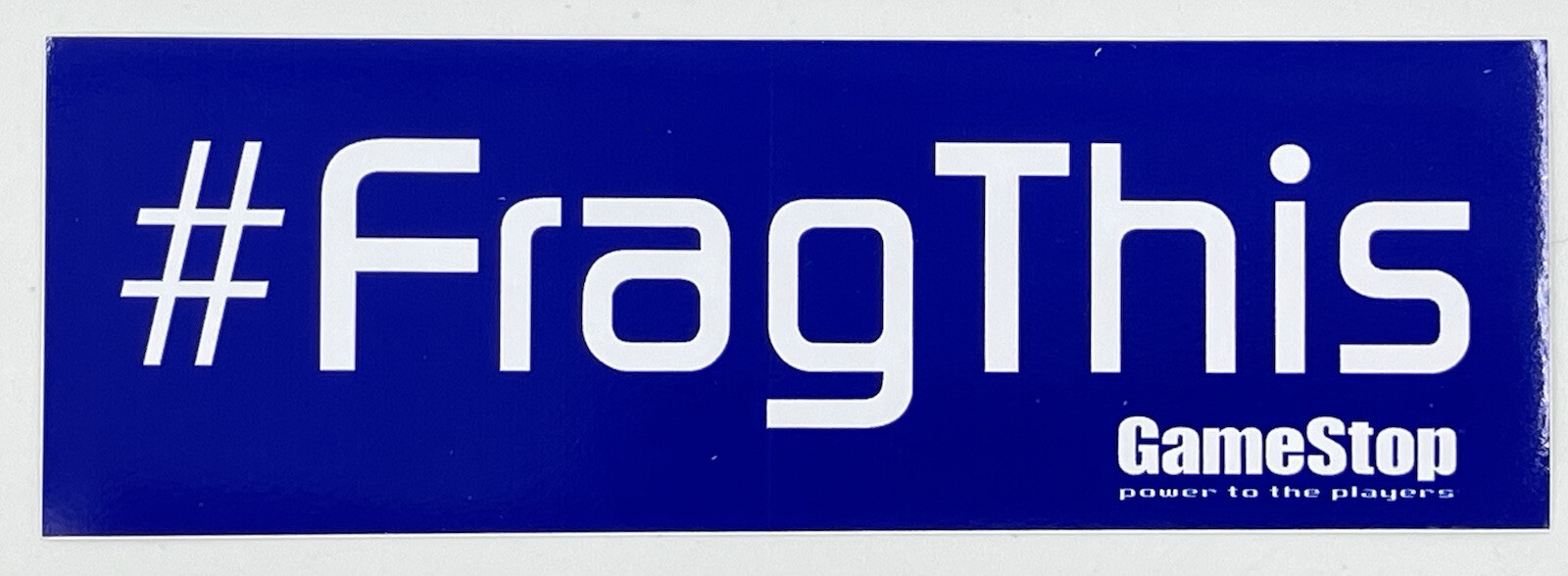 "#FragThis" Blue & White Promo Sticker from Gamestop 6" x 2" New