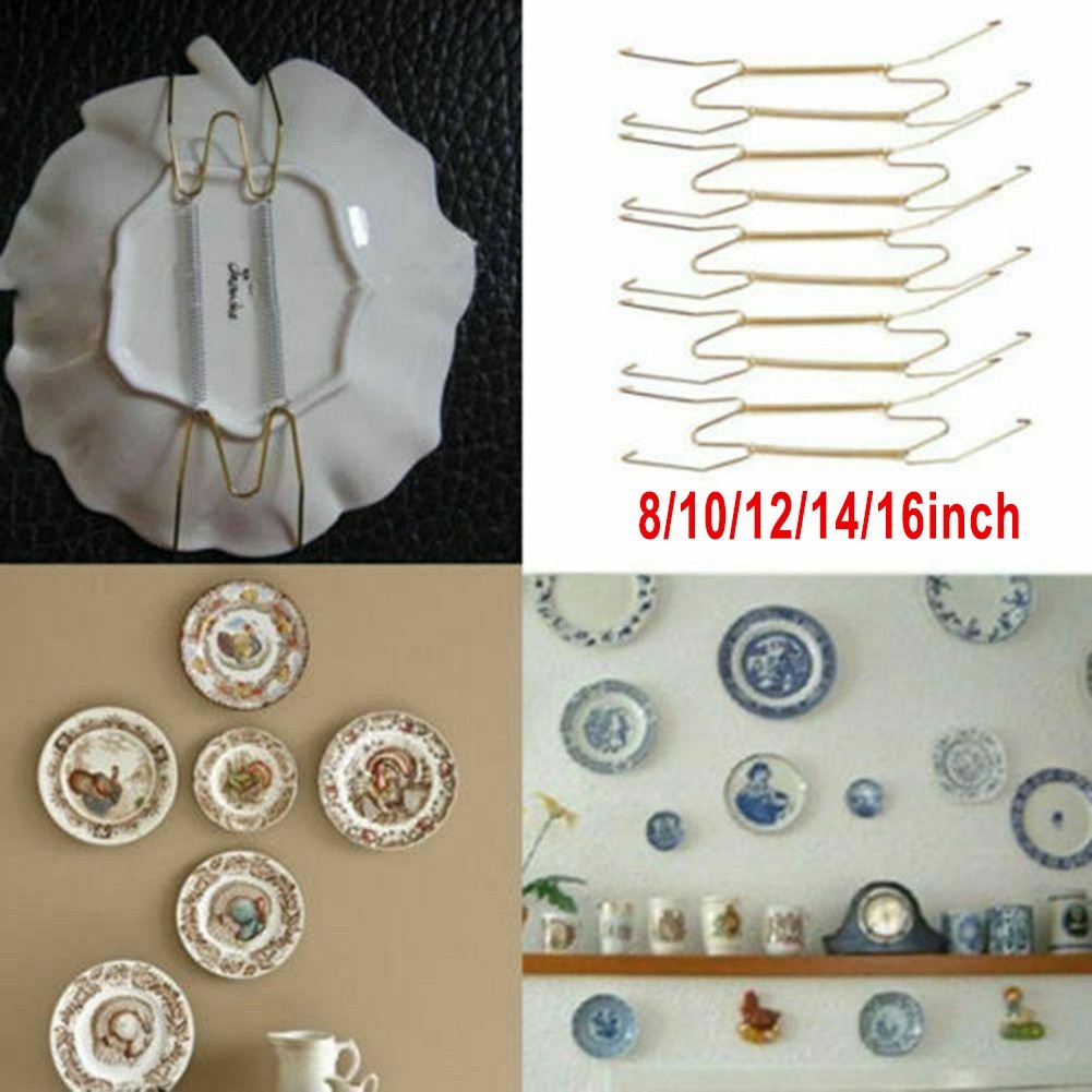 5-Size Wall Display Invisible Dish Hangers Adjustable Plate Spring Holder Au New