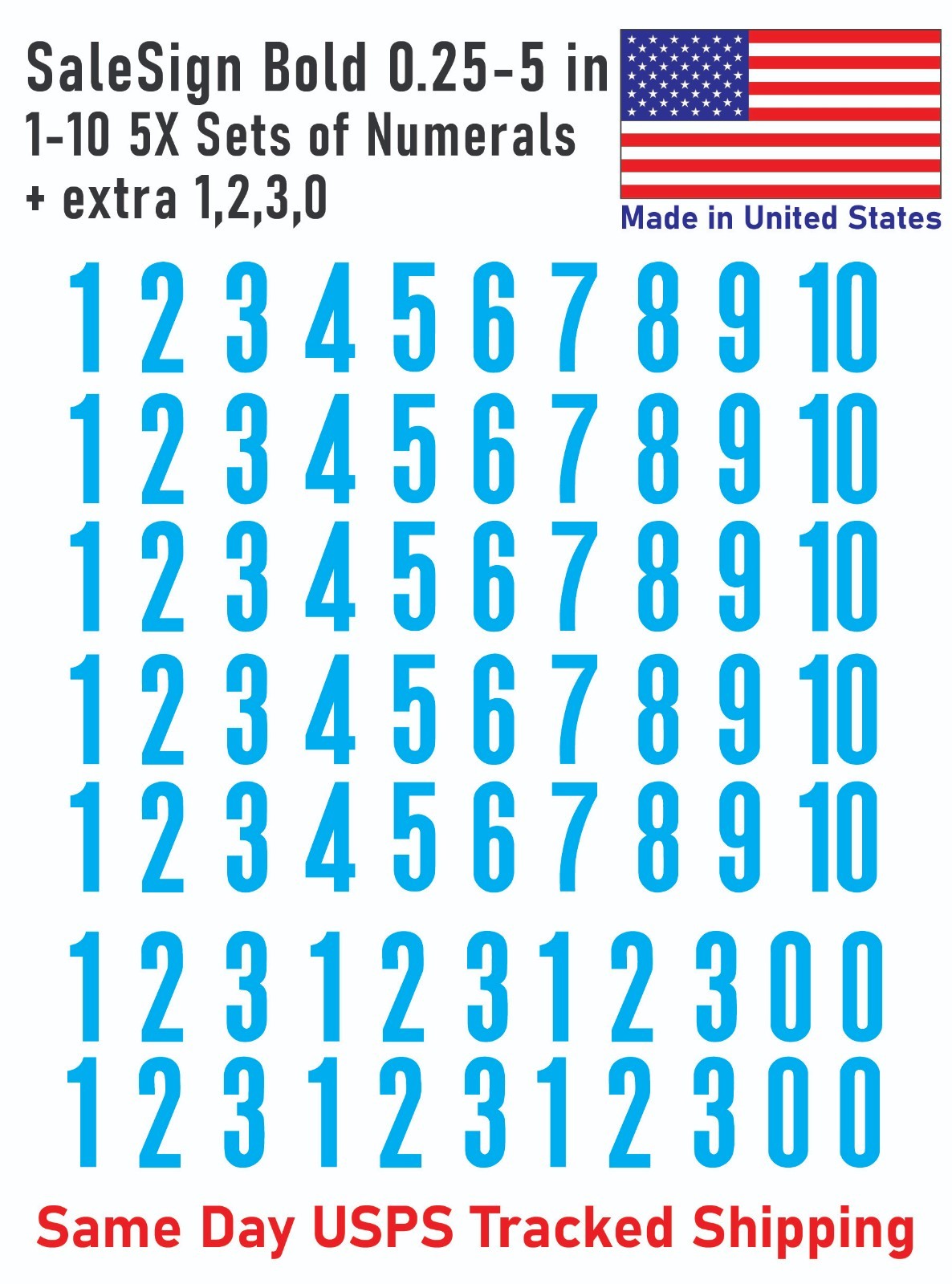 1-10 5x+ Sale Sign Outdoor Vinyl Decal Numbers for Address Mailbox Doors Lockers