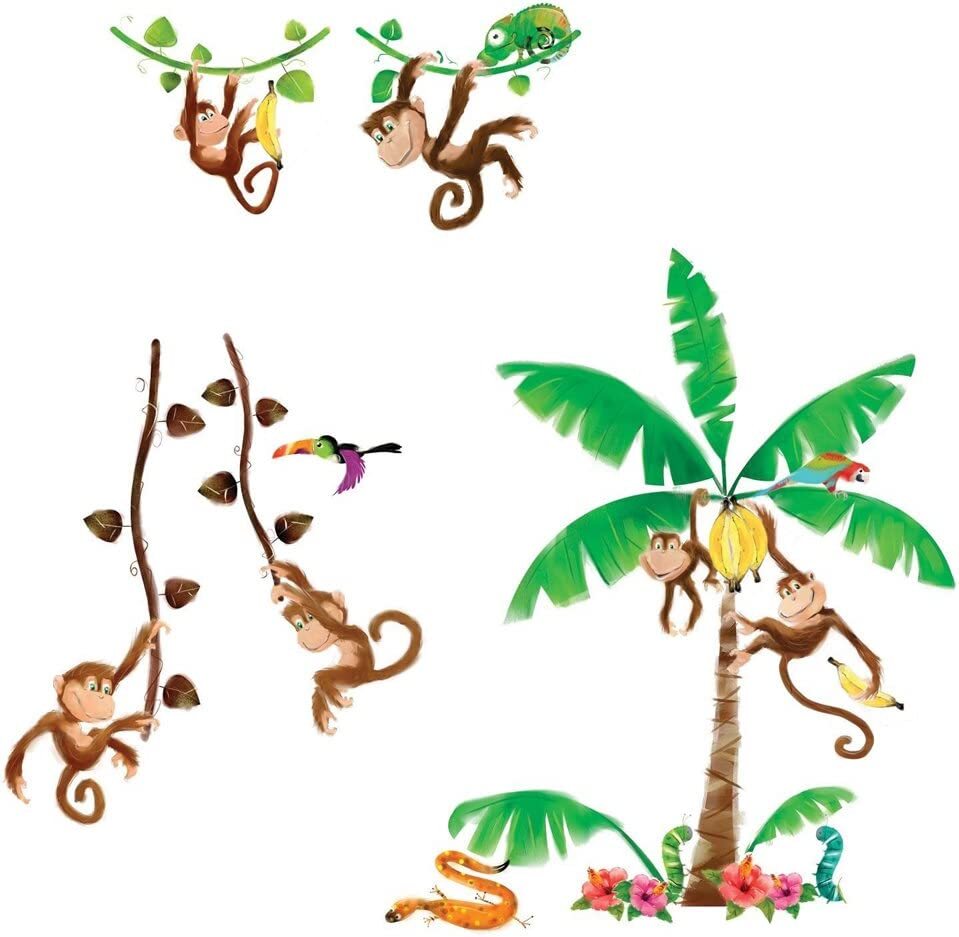 Monkey Business Jungle Wall Decals, Appliques Stickers