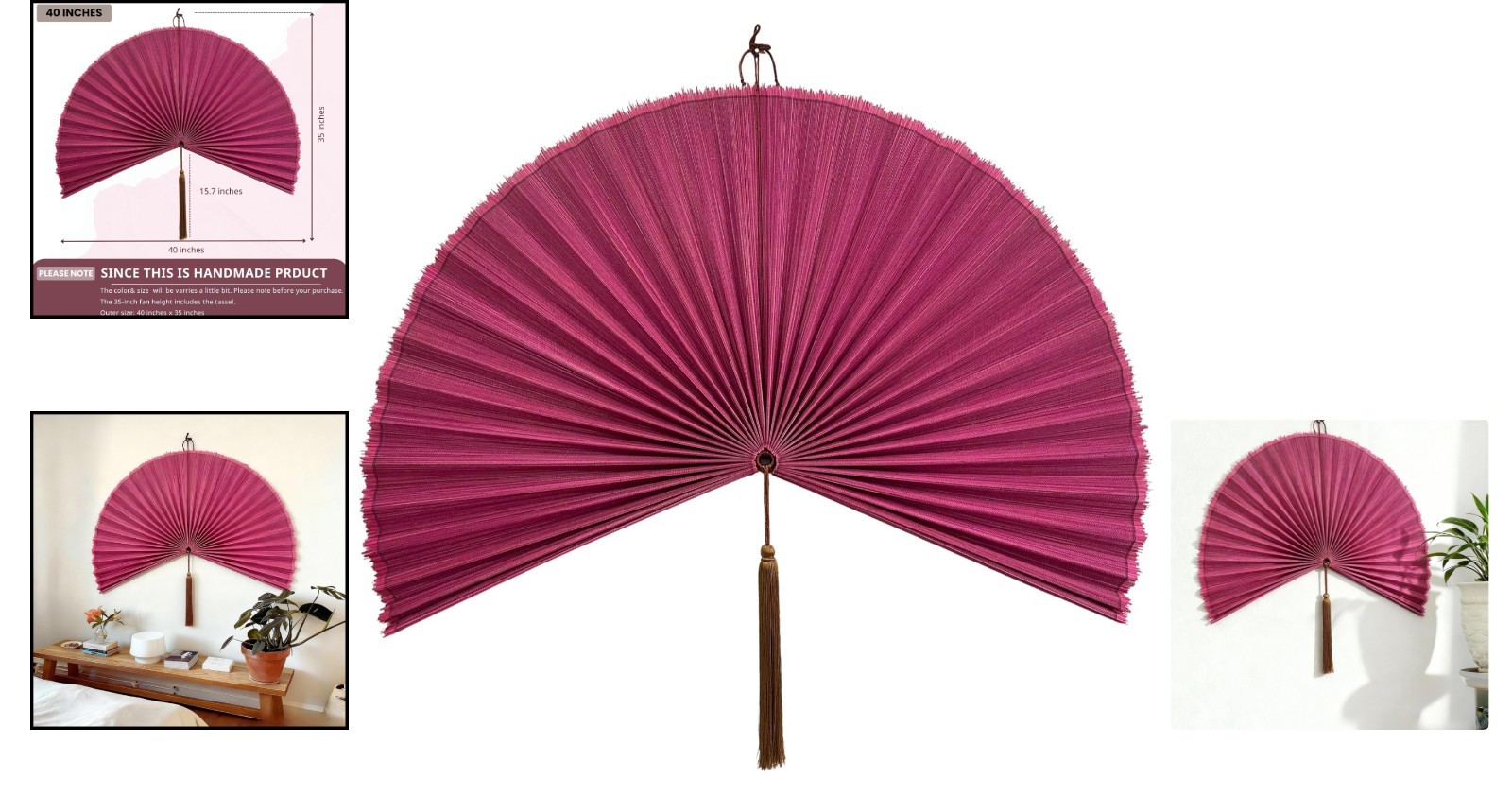 HUGE!! Fan Wall Decor Bamboo Fan Wall Art for Boho Hanging Headboard 60 x 60 …